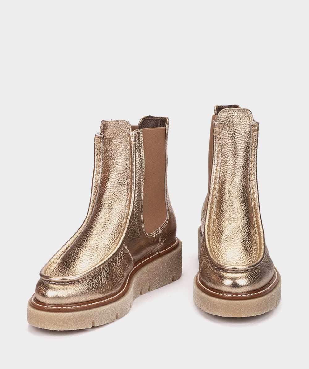 Platinum metallic leather ankle boots PEDRO MIRALLES Golden