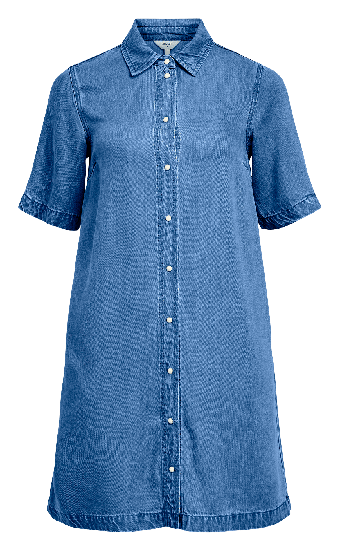 Short dress with shirt collar OBJECT Blue