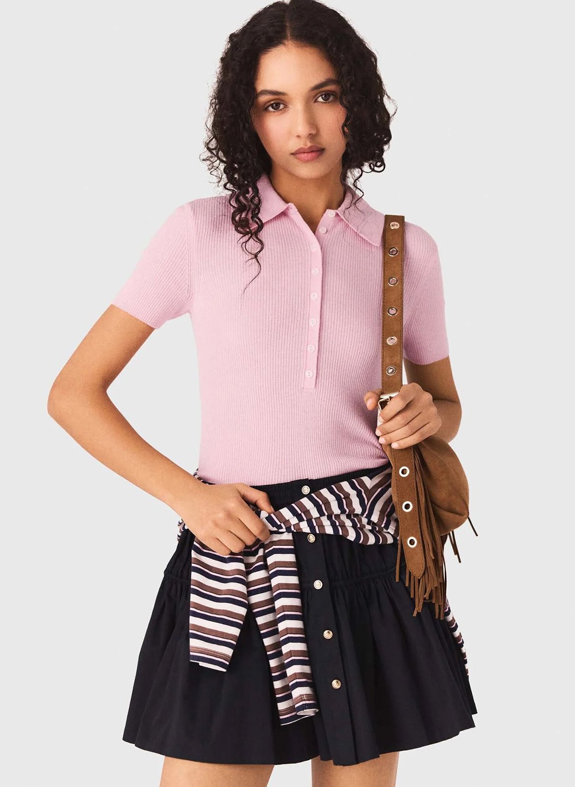 Polo van gemengde wol MAJE Roze