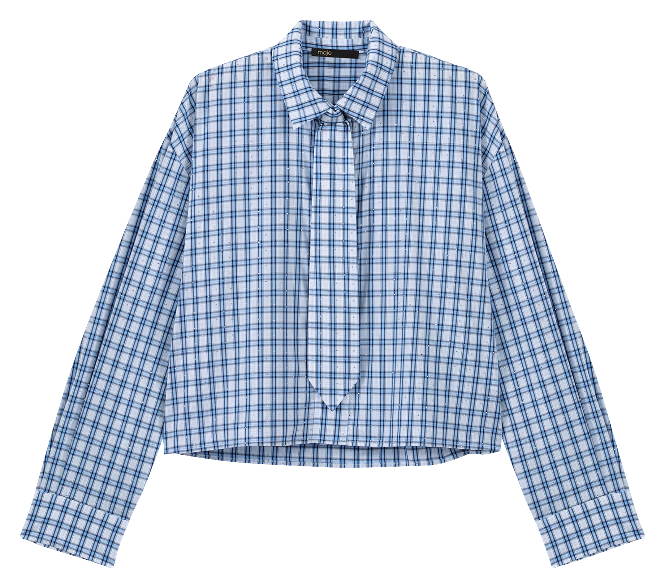 Chemise oversize courte en coton MAJE Bleu