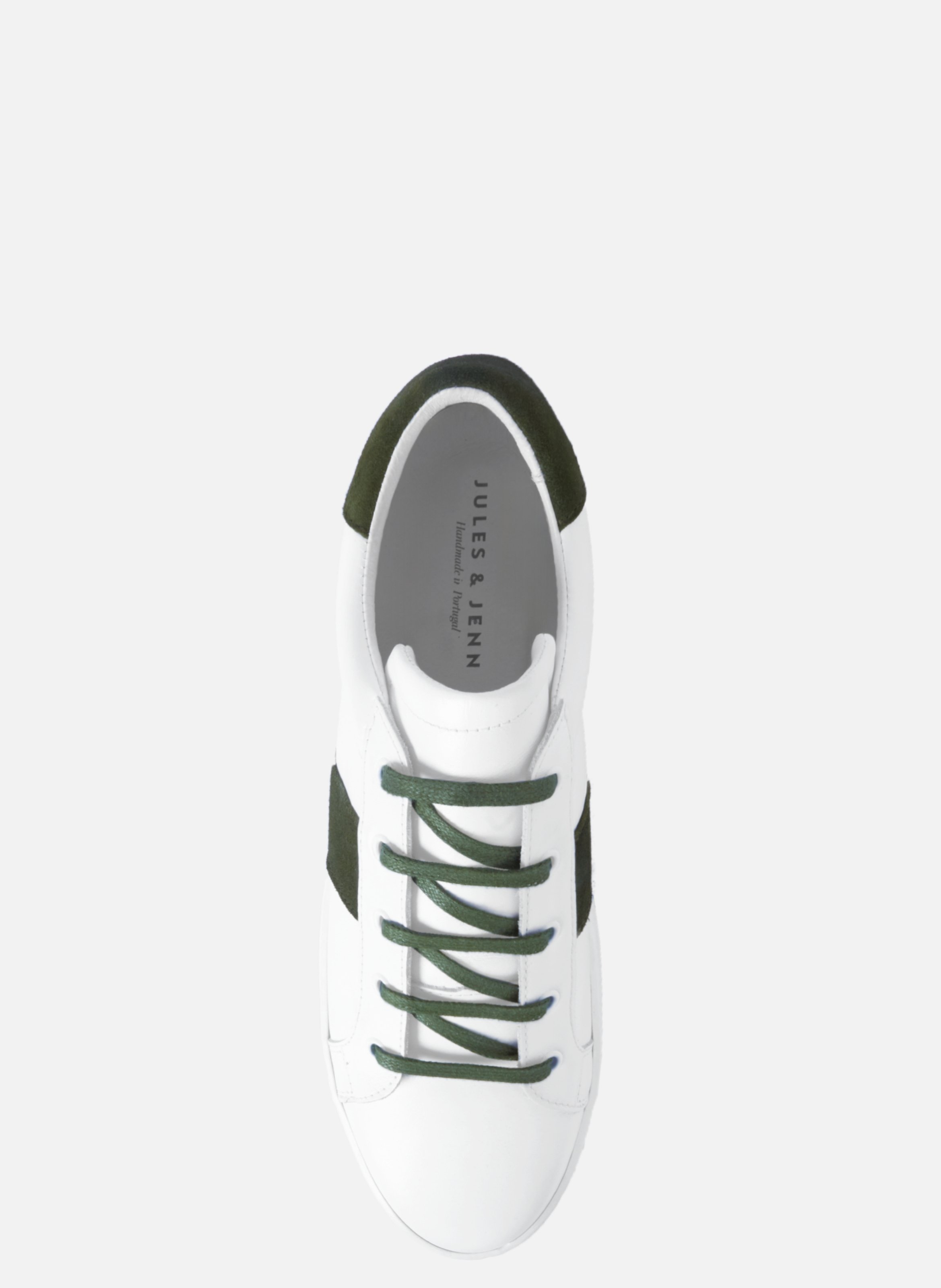 <p>Tennis lace-up Arthur in smooth white and khaki leather</p> JULES & JENN White