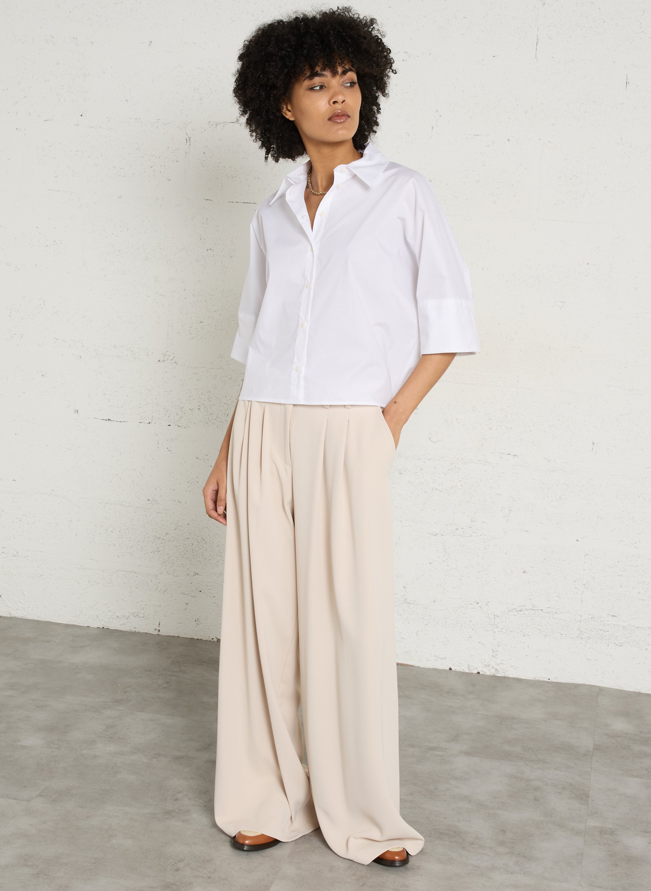 Baumwoll-Bluse PLEASE Weiss