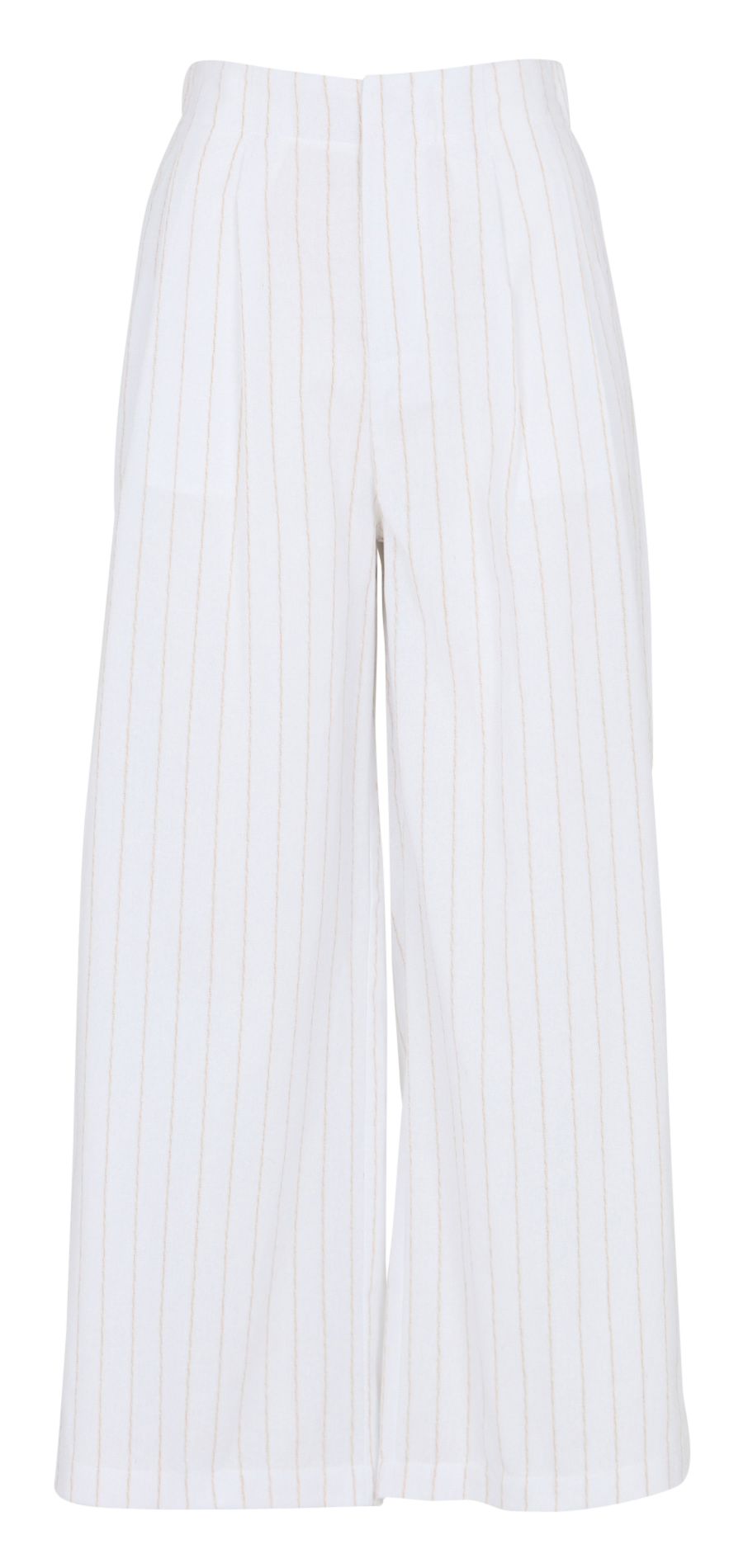 Pantalon large taille haute en coton et lin THE KORNER Blanc