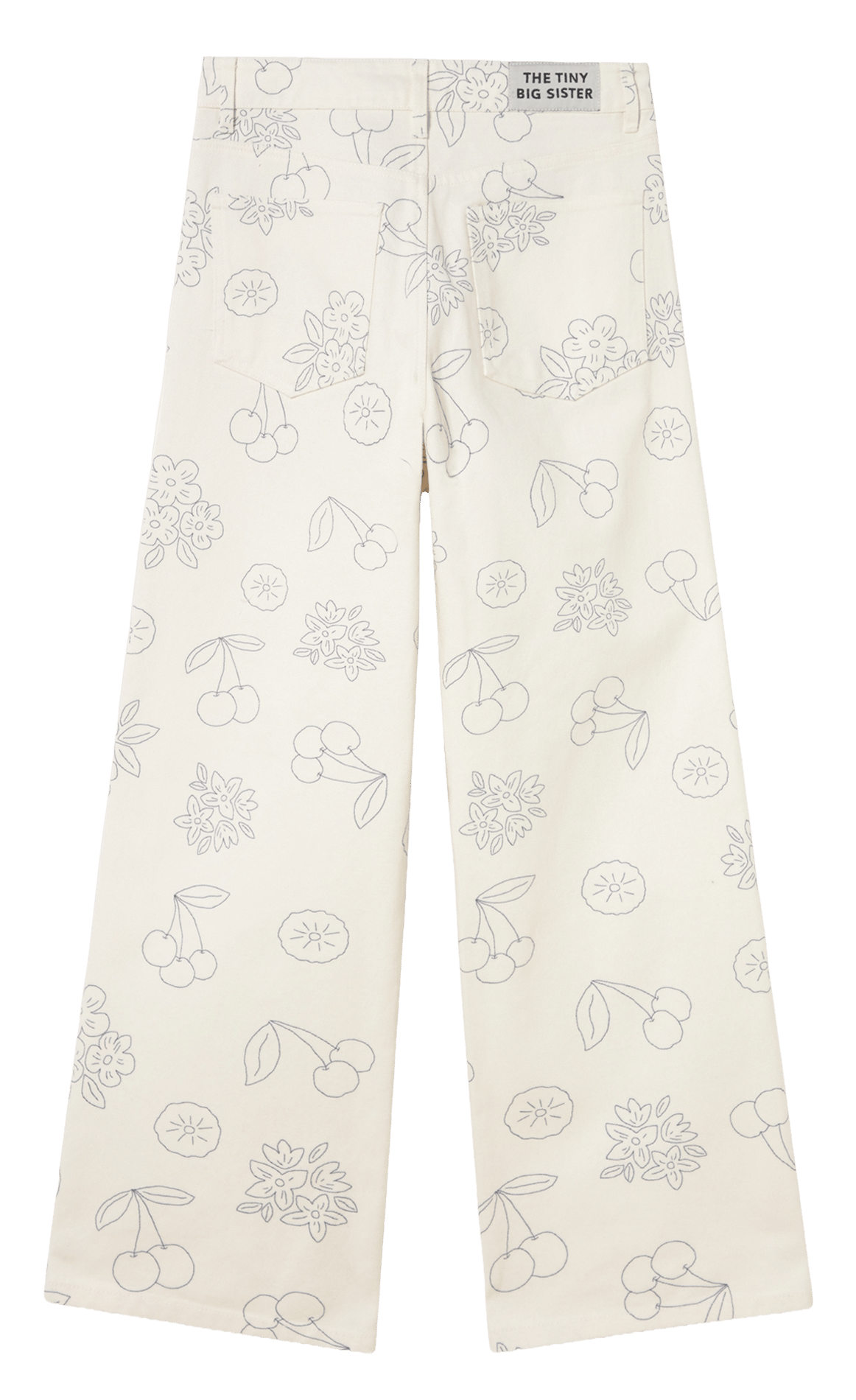Straight-fit katoenen jeans met print THE TINY BIG SISTER Wit