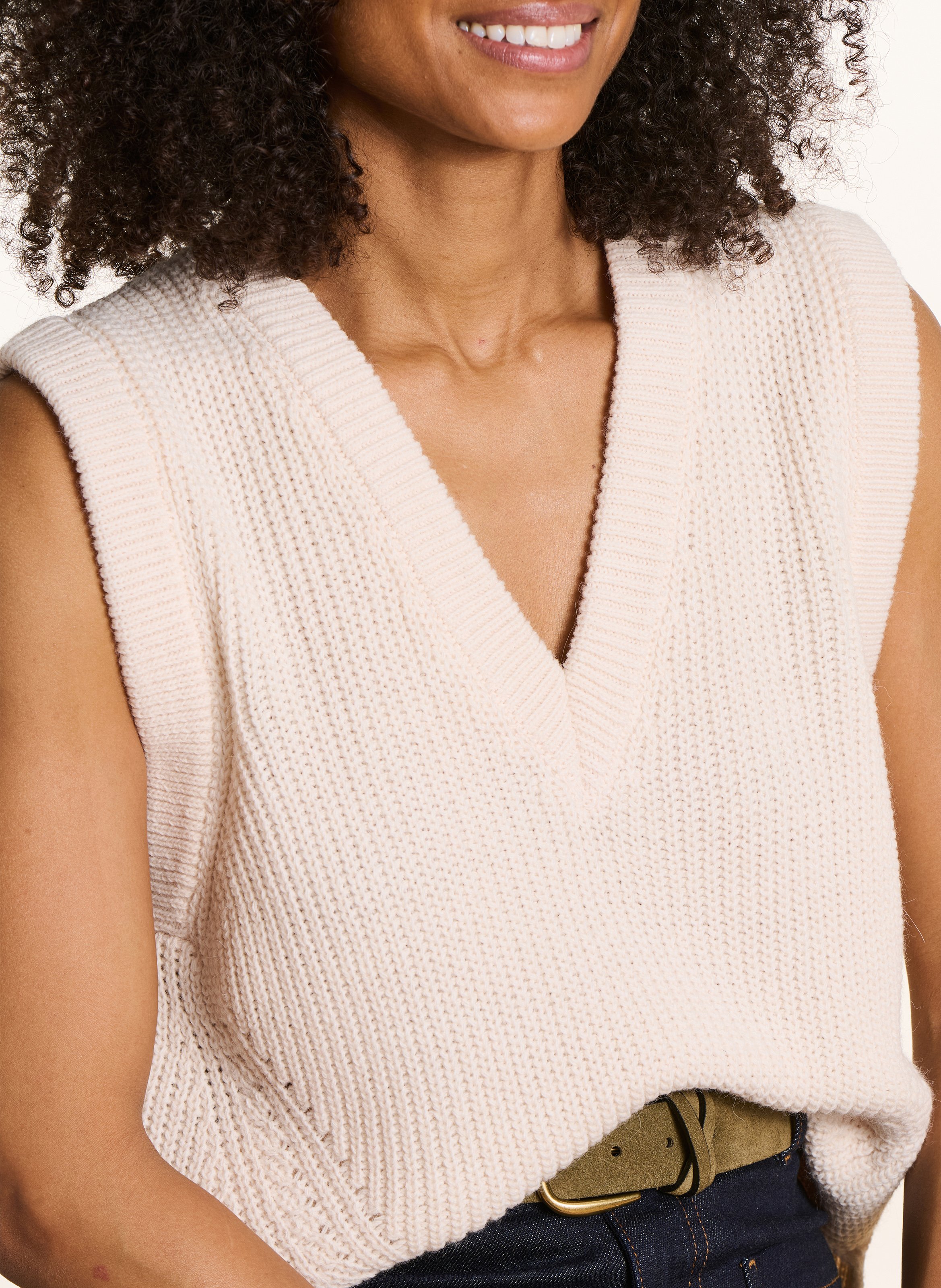 Pullover mit V-Ausschnitt LA FEE MARABOUTEE Weiss