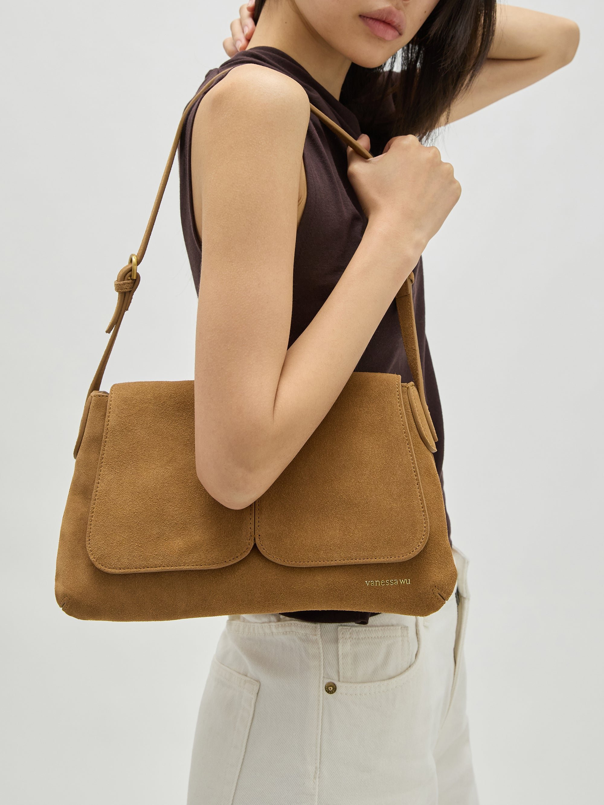 Crossbody bag with flap VANESSA WU Brown