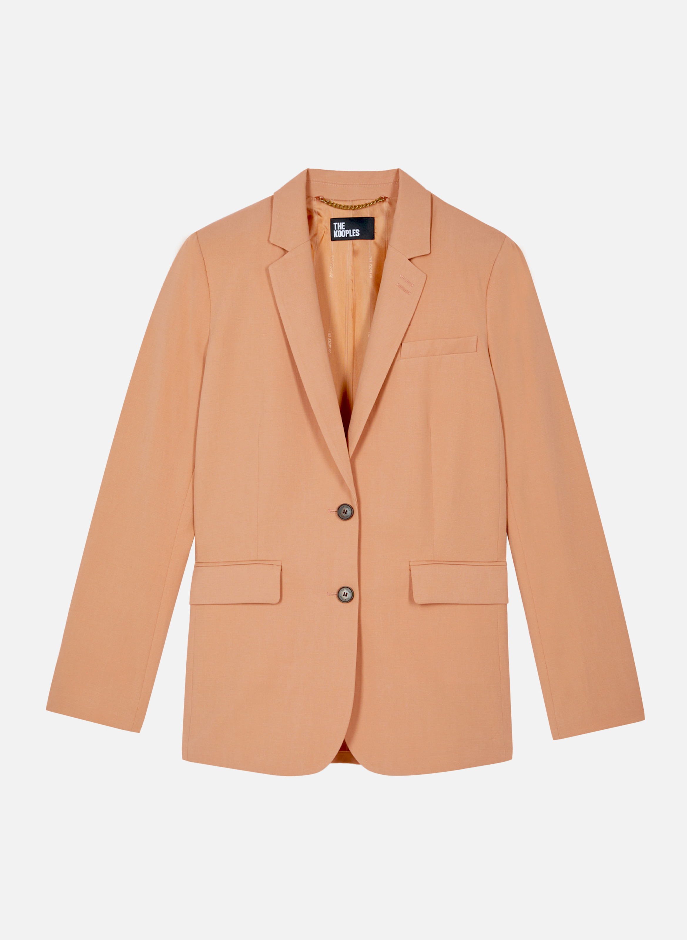 Straight tailored blazer in linen and cotton THE KOOPLES Brown