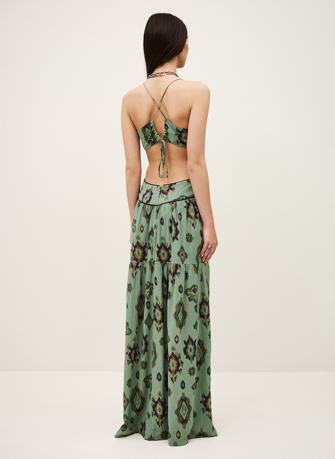 Robe longue évasée en coton BA&SH Vert