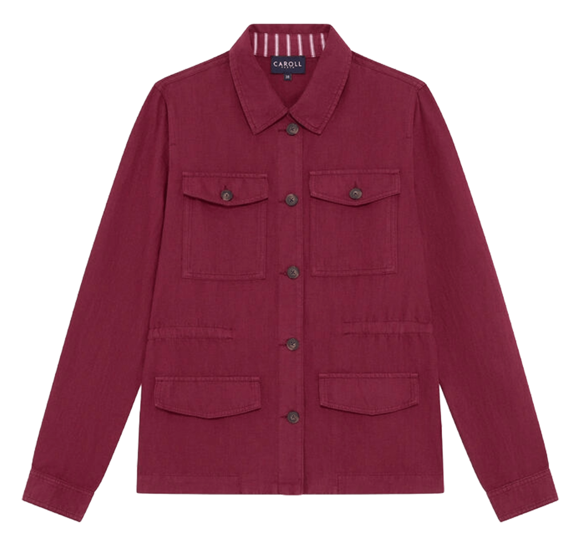 Geruit, linnen overhemd met klassieke kraag CAROLL Rood