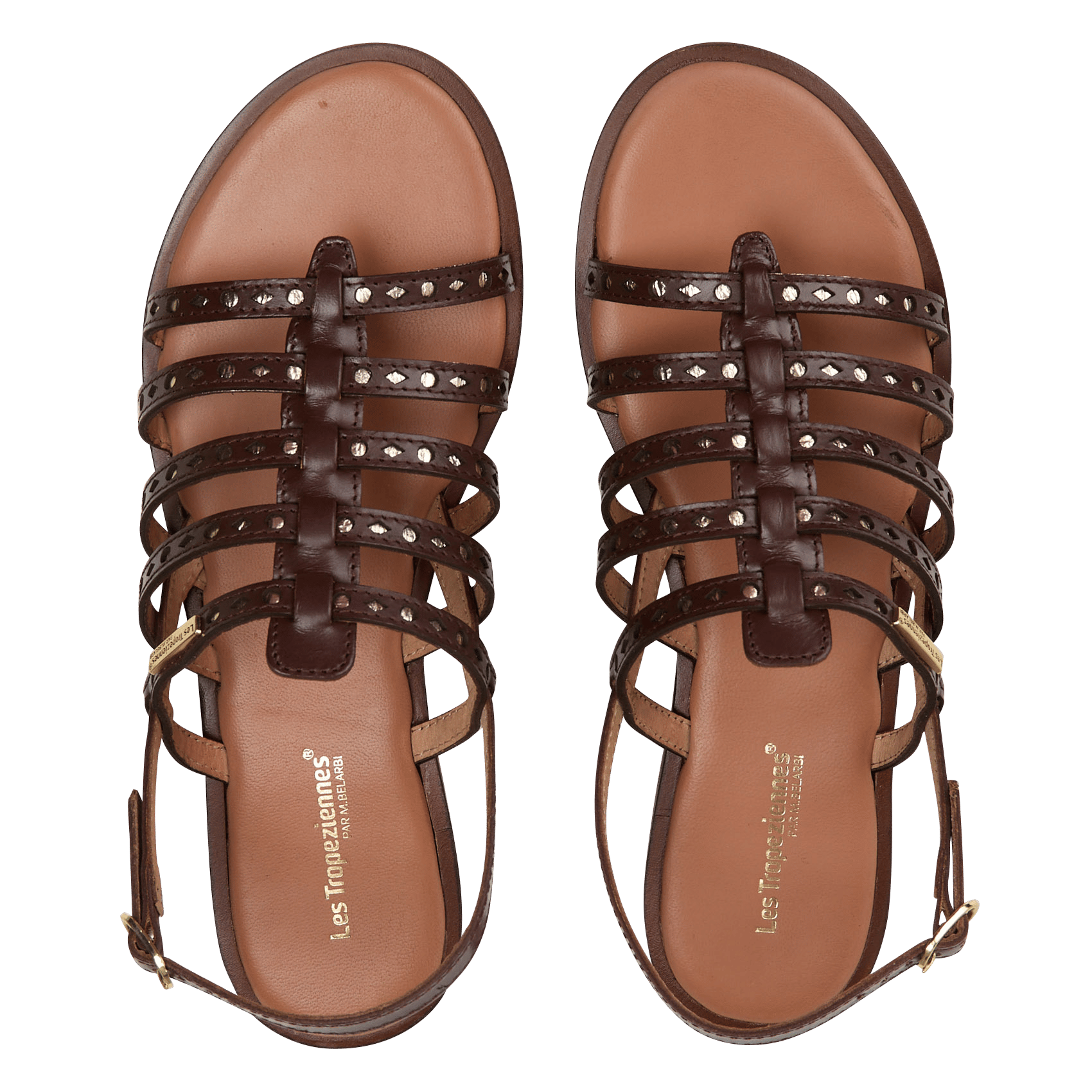 Avarca Berlin - Flache Ledersandalen mit Samt LES TROPEZIENNES PAR M.BELARBI Braun