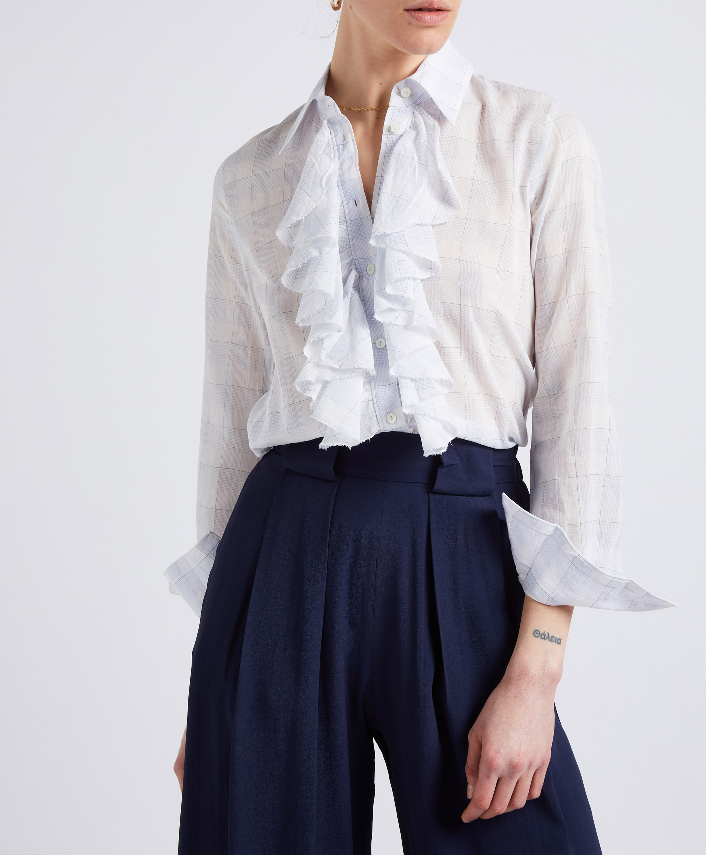 Camisa de algodón con cuello clásico DIEGA Blanco