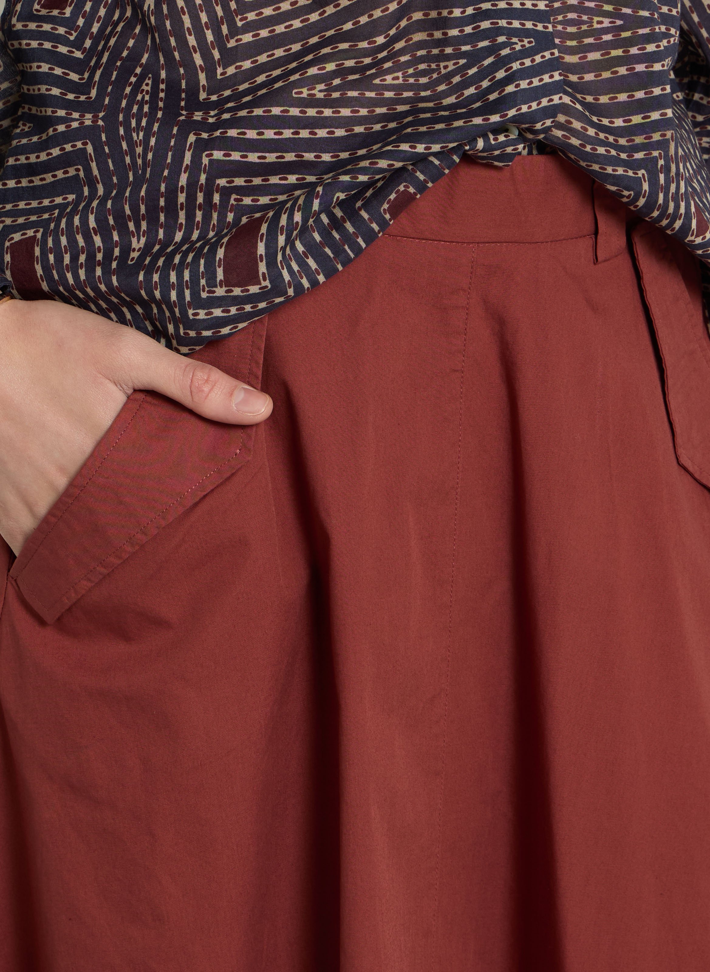 Solid flared midi skirt in cotton DIEGA Red