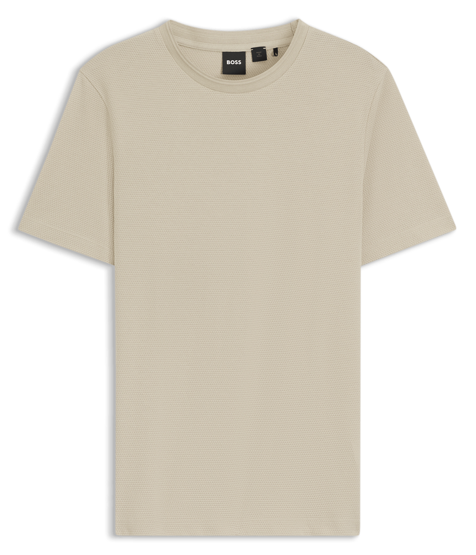 Tee-shirt col rond regular fit en coton mélangé BOSS Beige