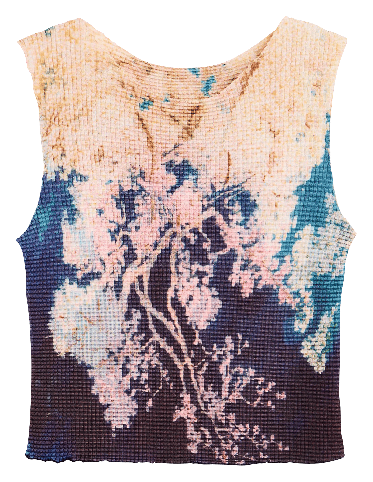 Top col rond imprimé DESIGUAL Bleu
