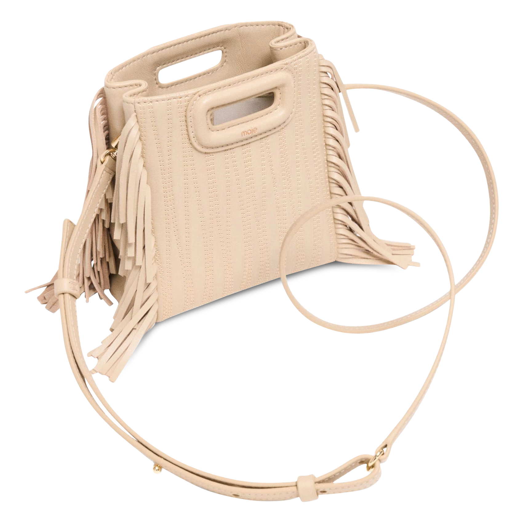 Sac bandoulière en cuir MAJE Beige