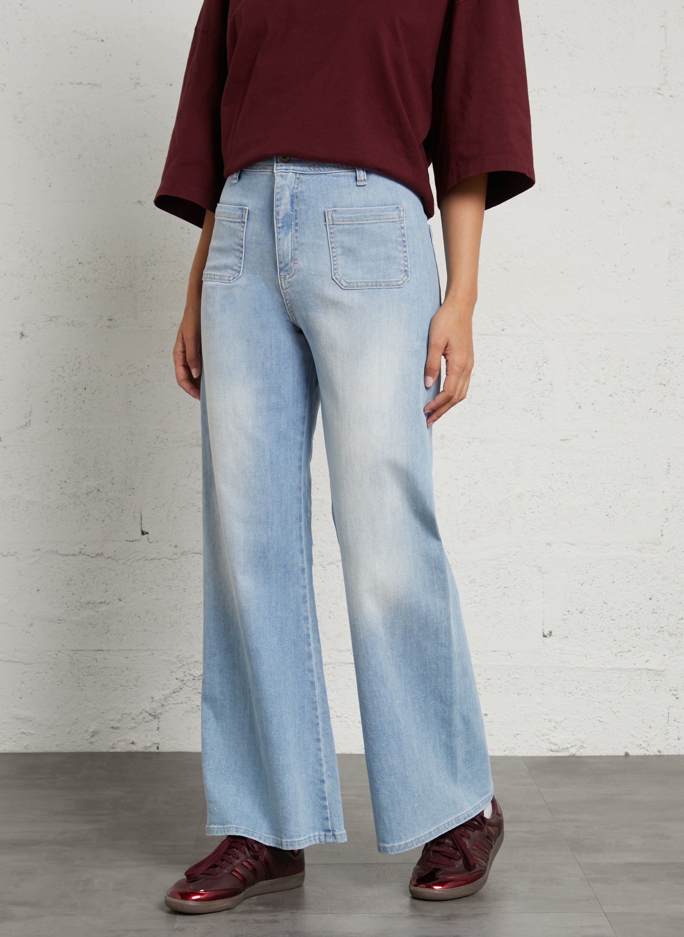 Jean largeà taille haute PLEASE Bleu