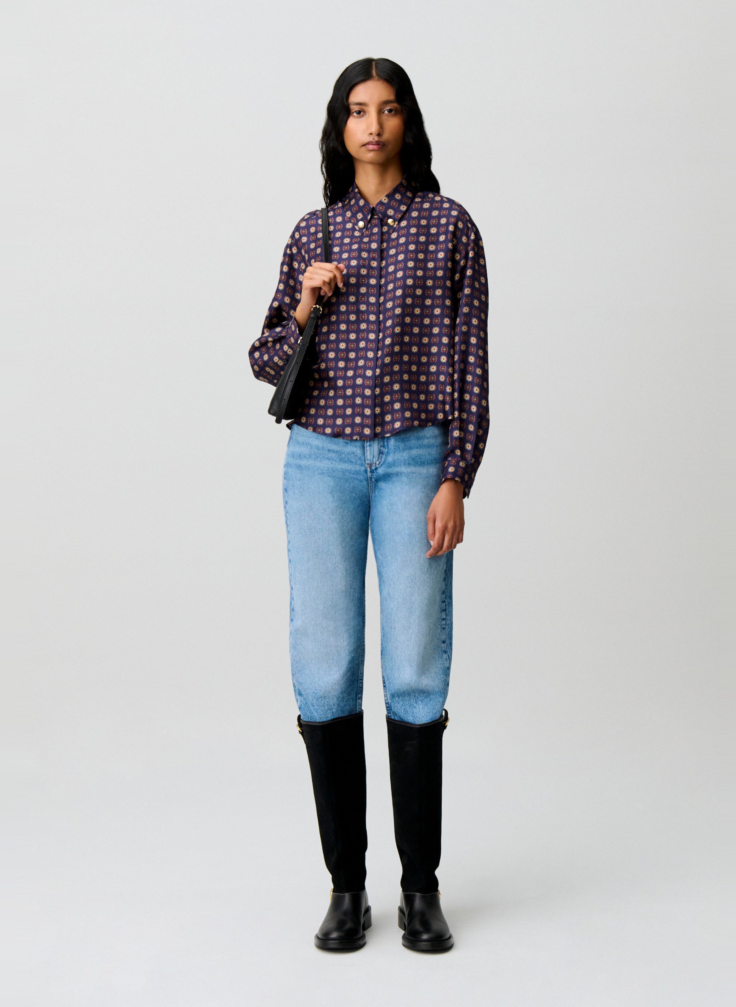 Chemise imprimée en soie CLAUDIE PIERLOT Bleu