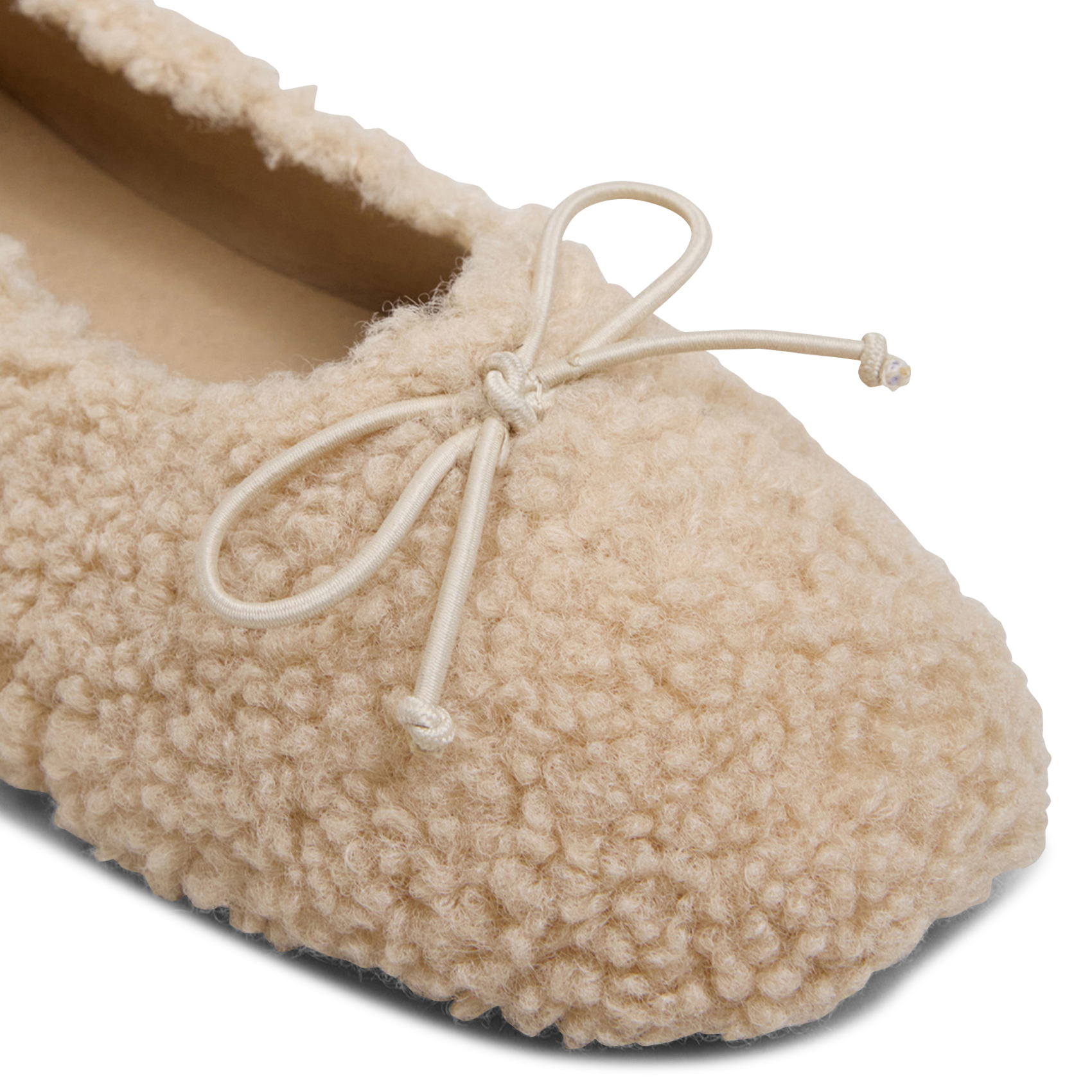 Round-Toe Sherpa Ballet Flats JONAK Beige