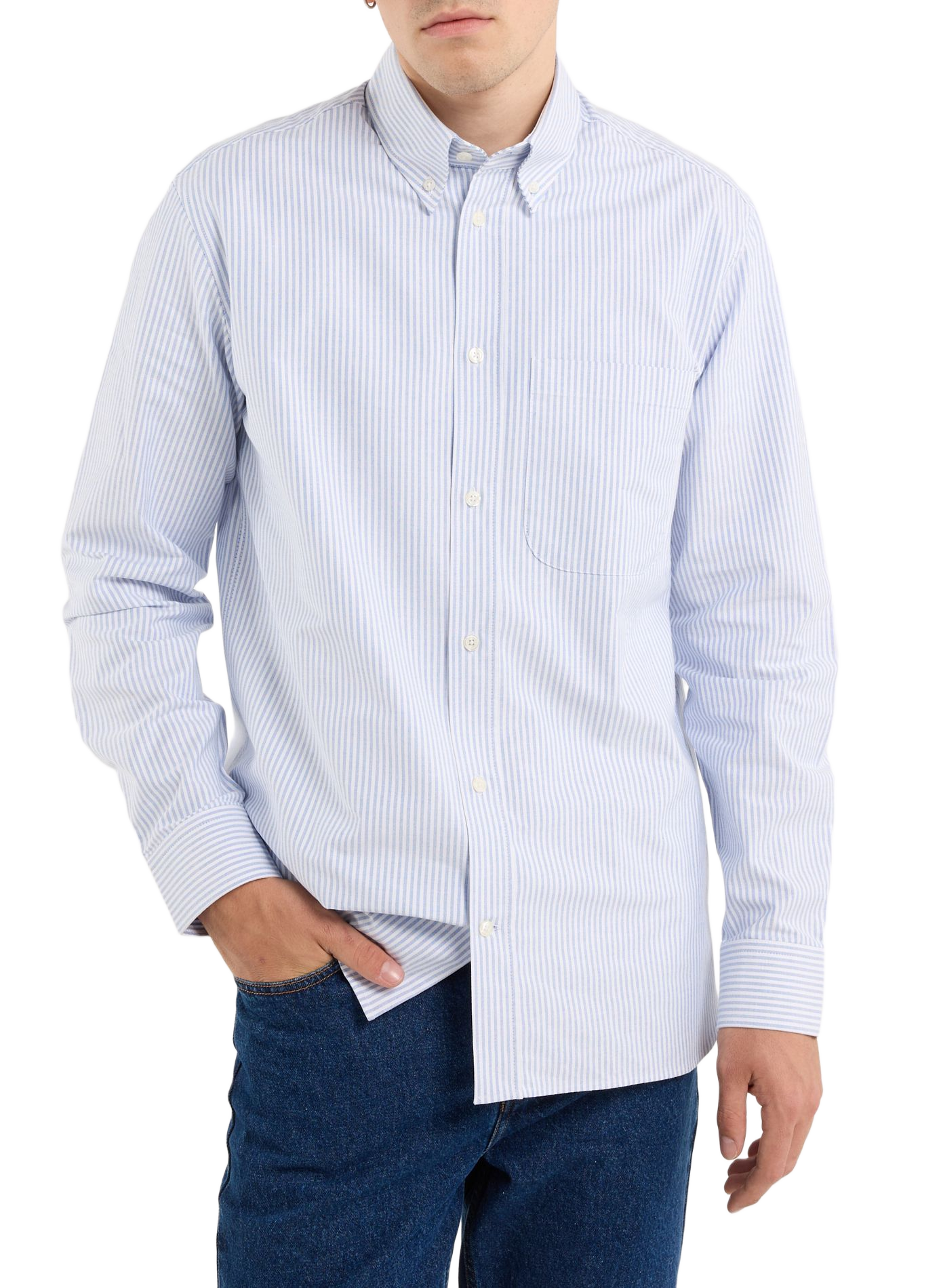 Striped euray shirt with American collar in euray cotton SAISON 1865 Blue
