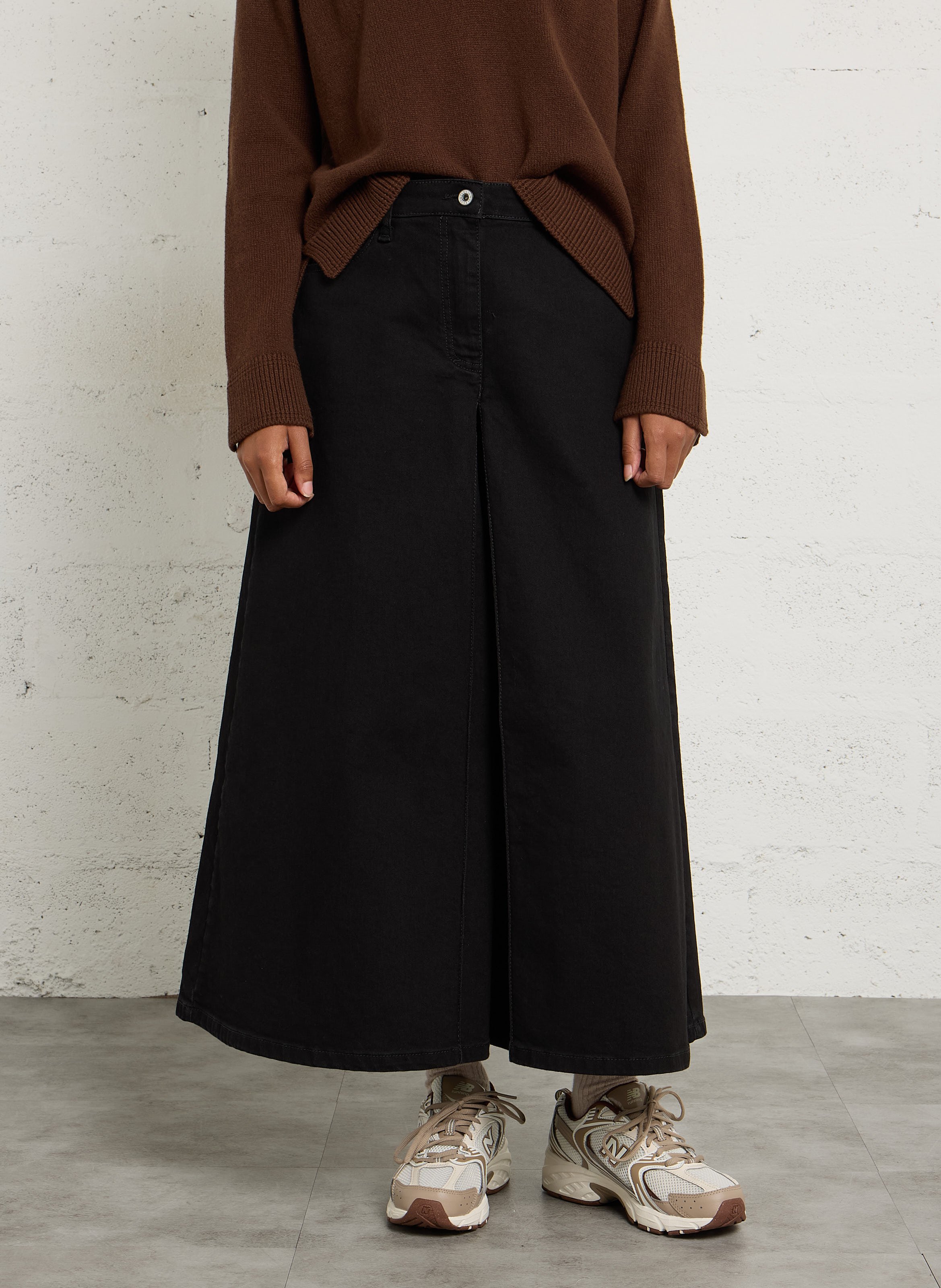 Jean jupe-culotte en coton mélangé PLEASE Noir