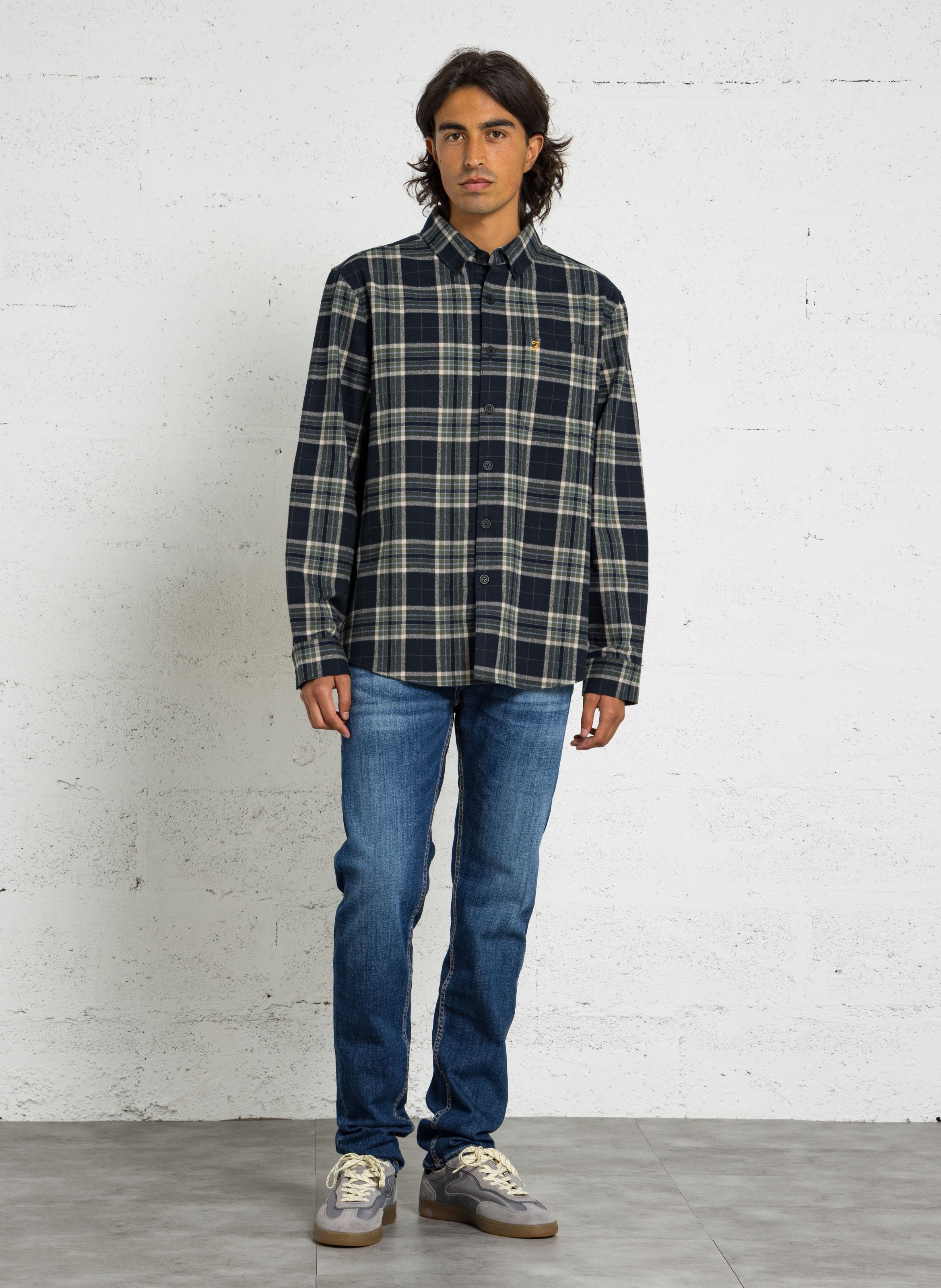 Chemise col américain en coton bio FARAH Vert