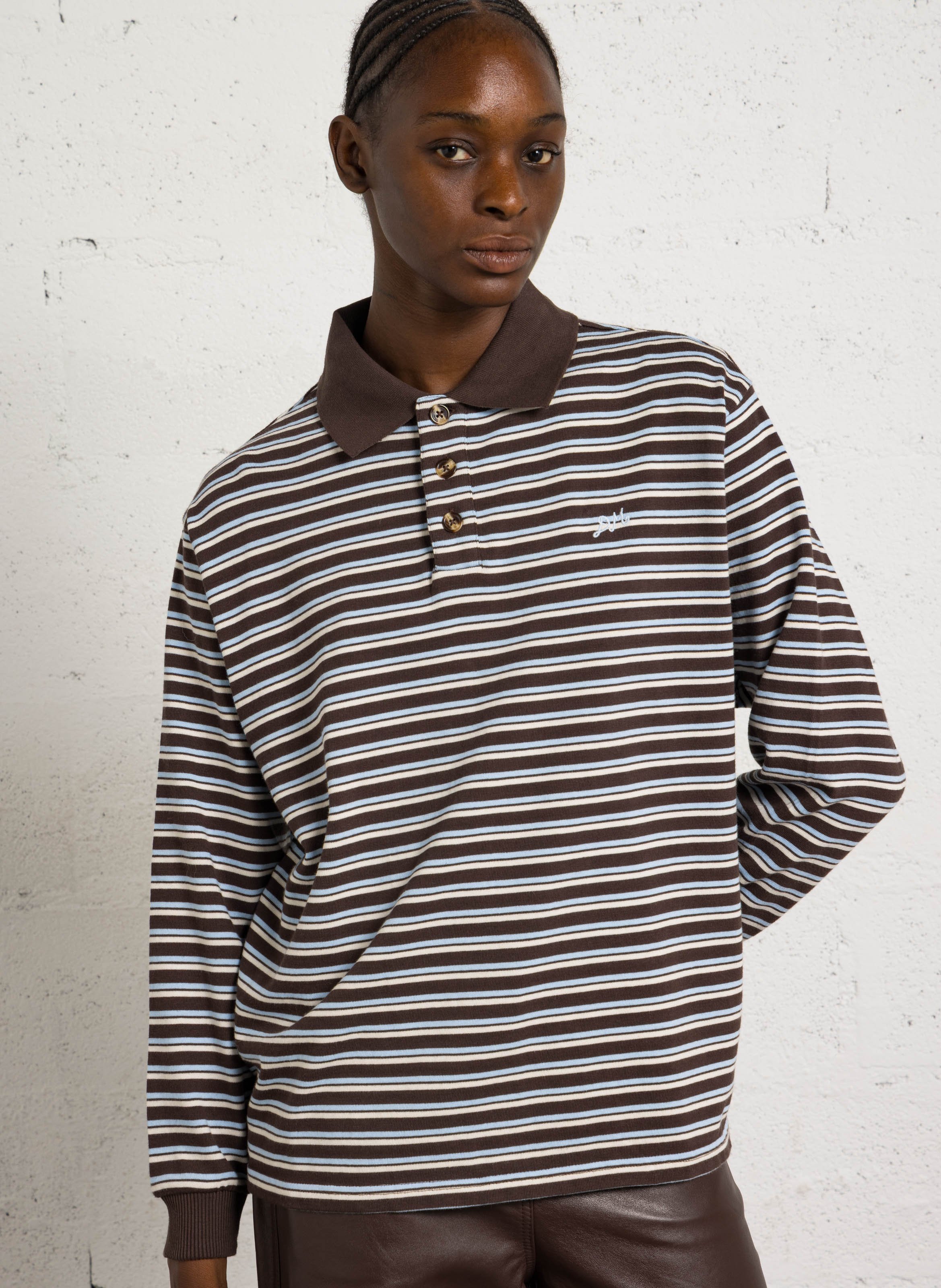 Striped straight organic cotton polo. DAMSON MADDER Multicolored