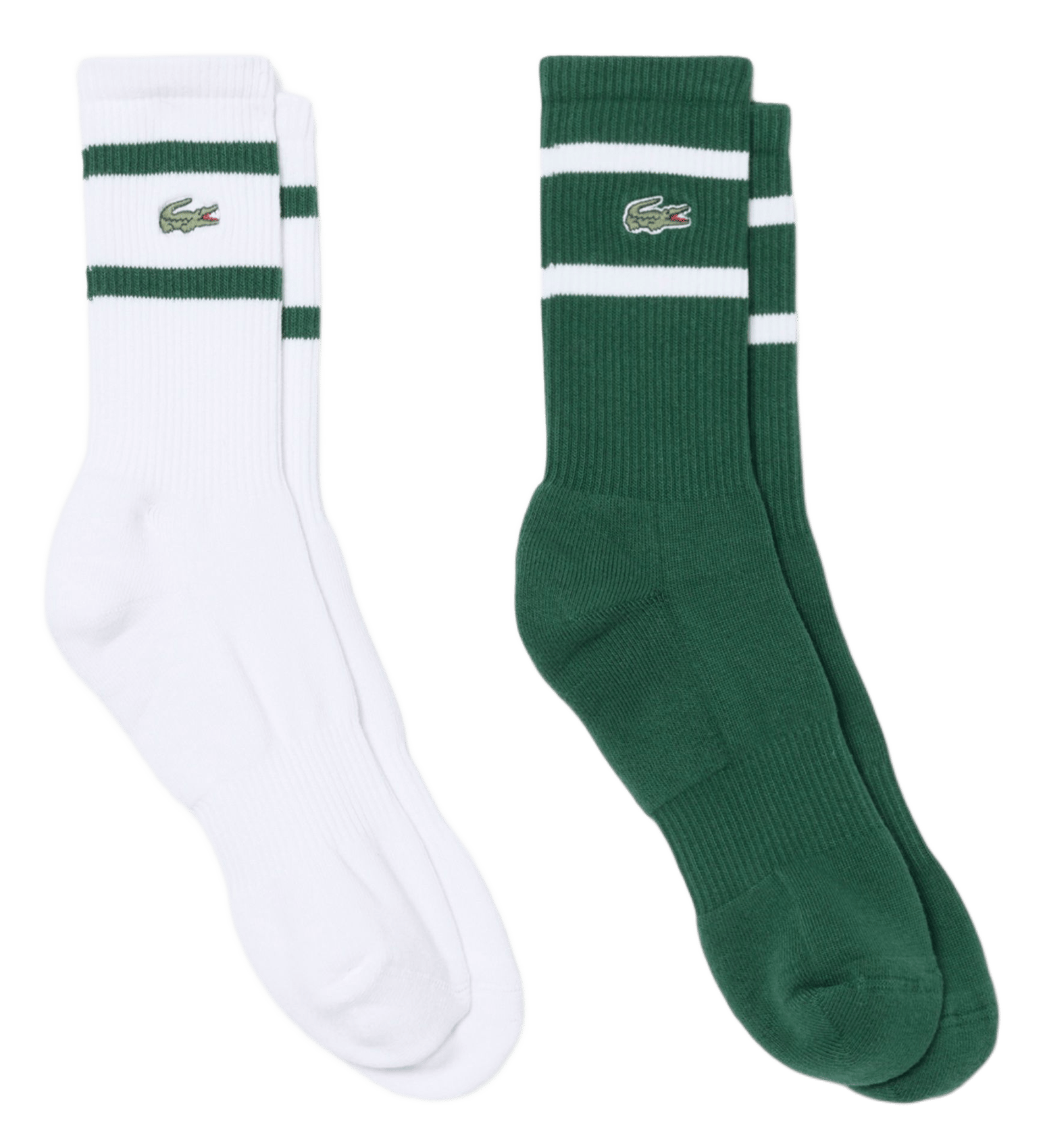 Set of 2 pairs of striped socks in blended cotton. LACOSTE Green