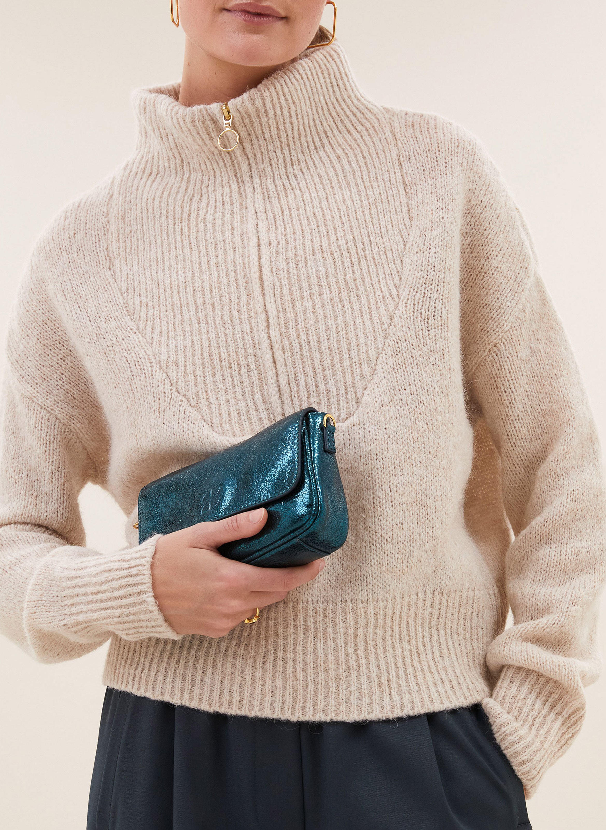 Oversized trui met truckerkraag BY BAR Zwart