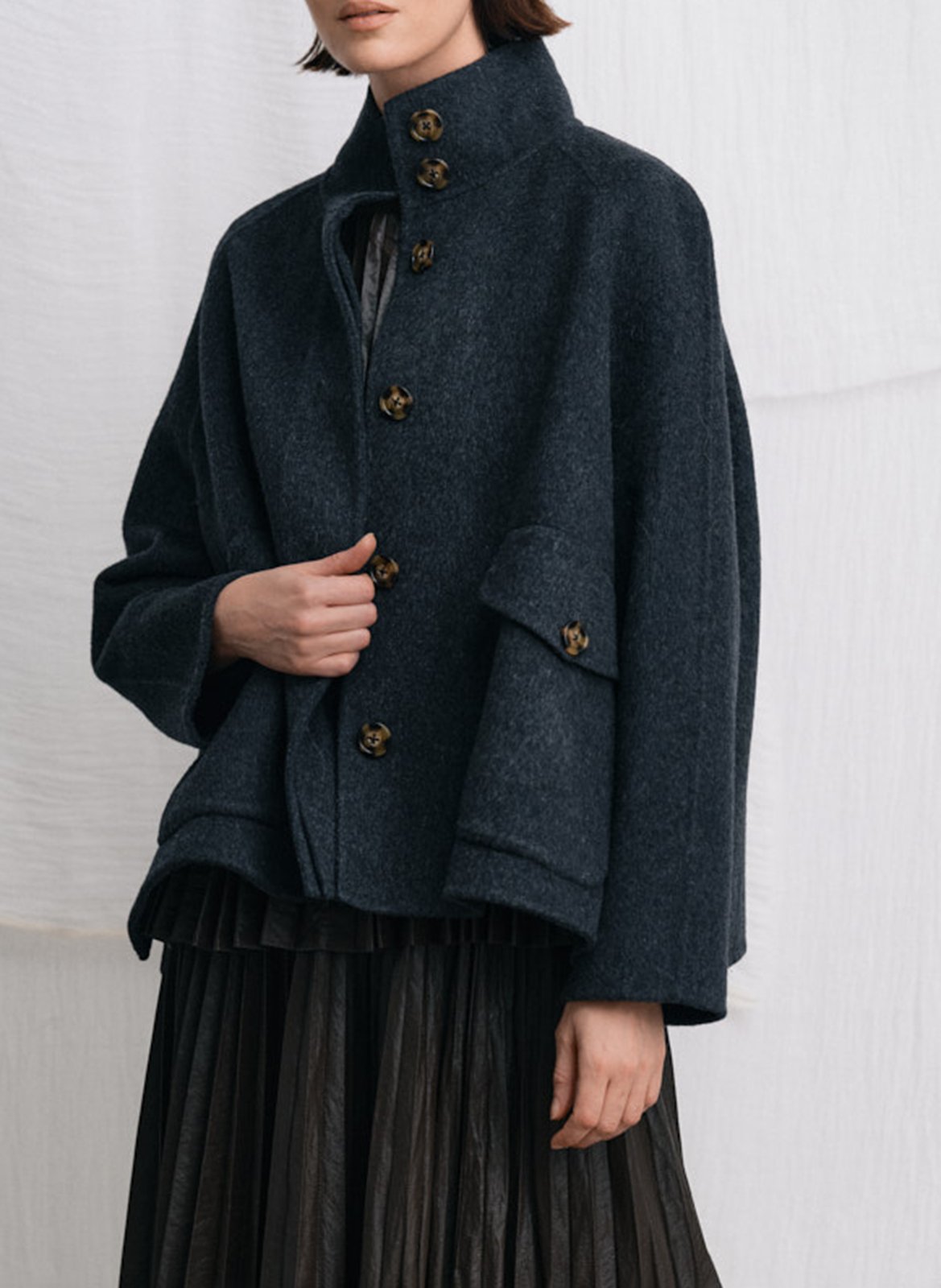 Veste ample boutonnée en laine RABENS SALONER Argent