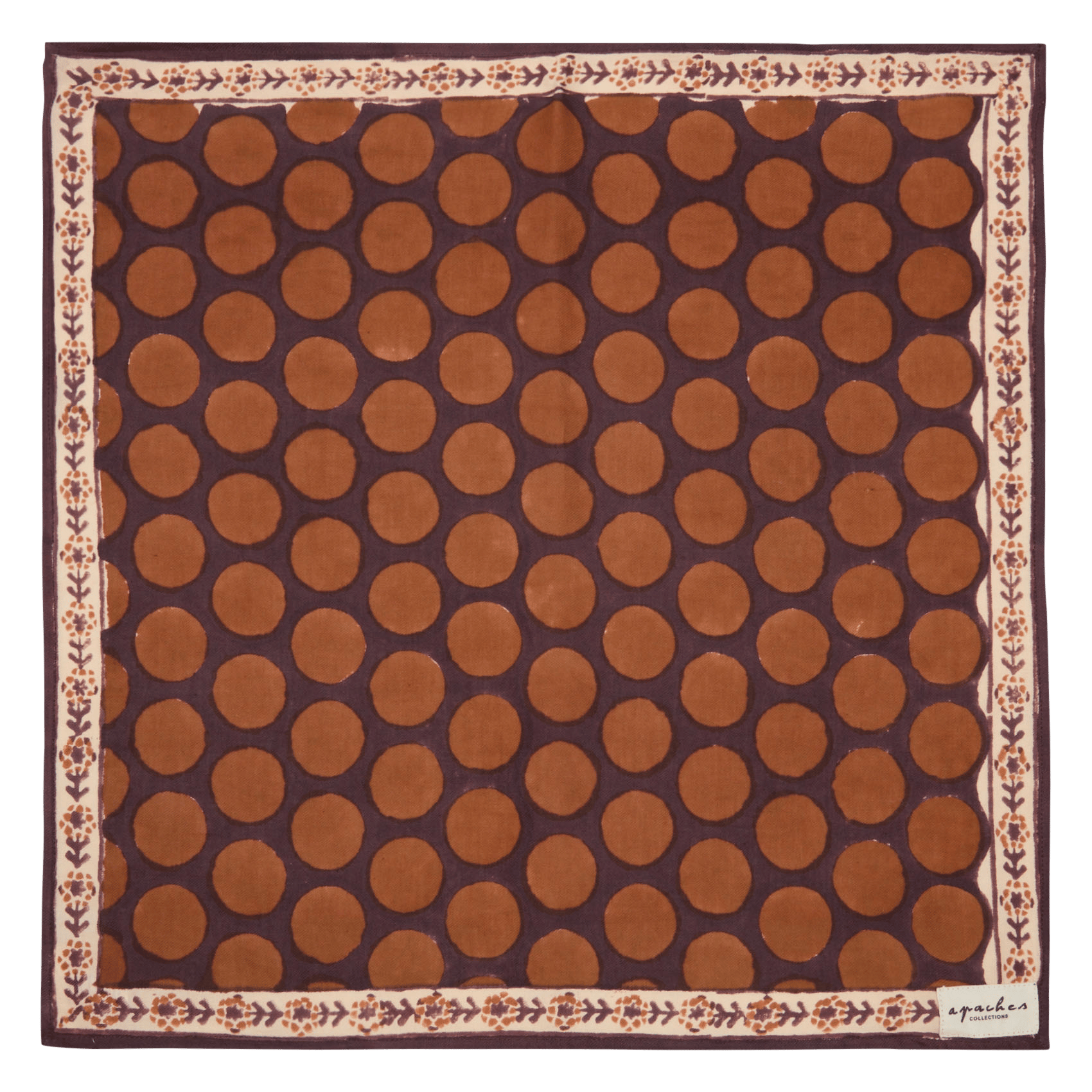 Foulard carré en coton APACHES COLLECTIONS Marron