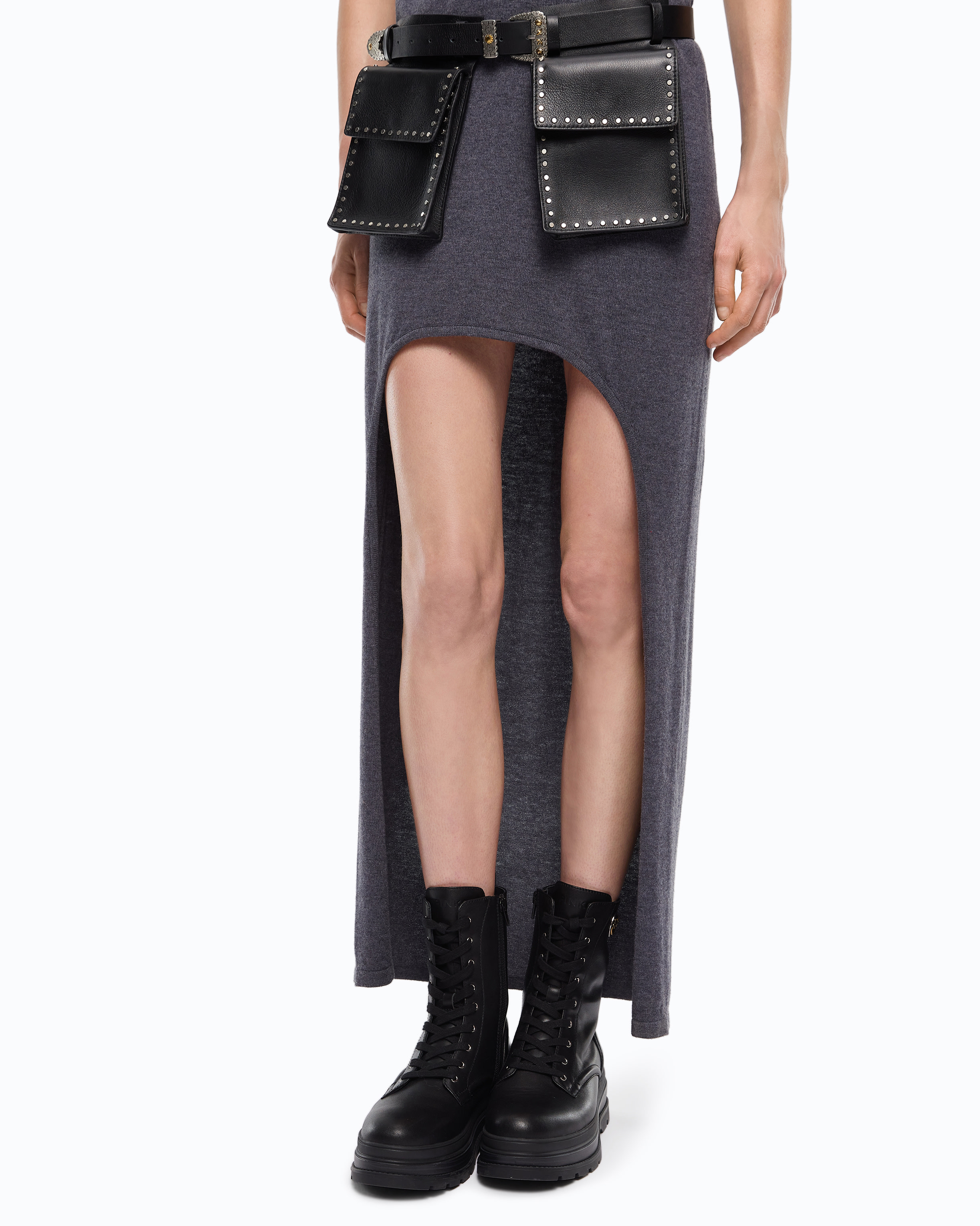 Robe en laine mélangée plus longue au dos PINKO Gris