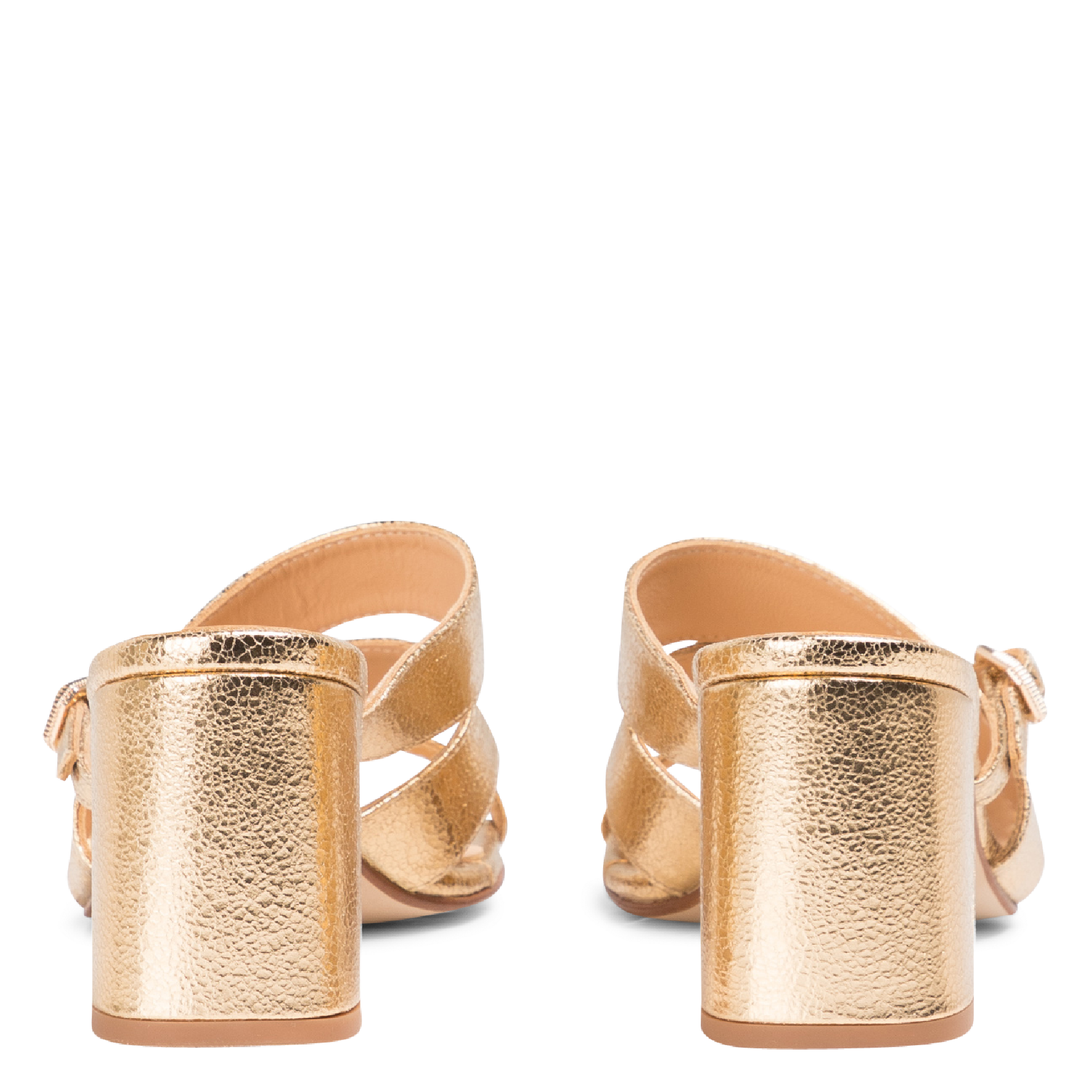 Heeled leather mules ANAKI Golden