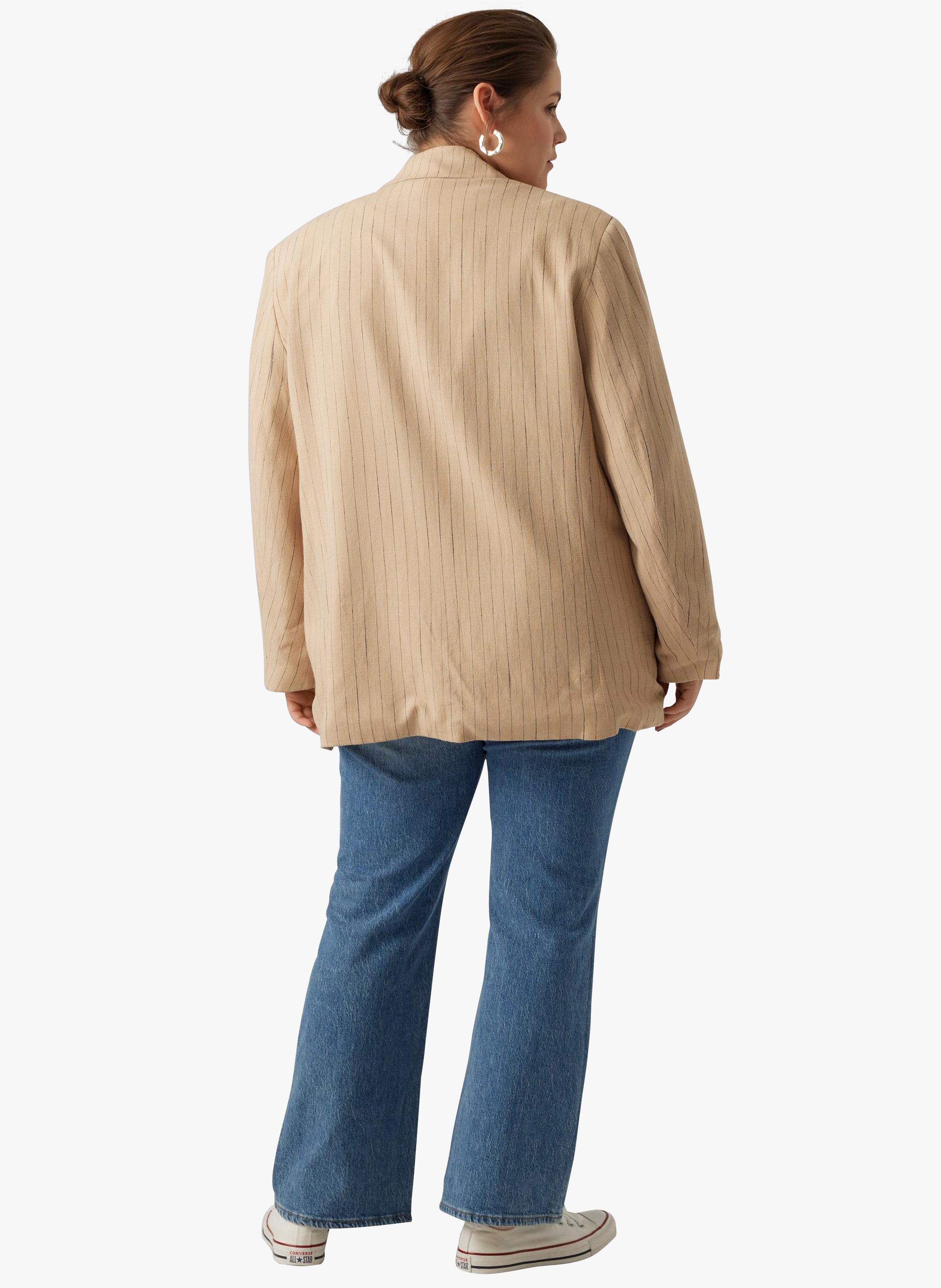 Straight striped blazer VERO MODA CURVE Beige