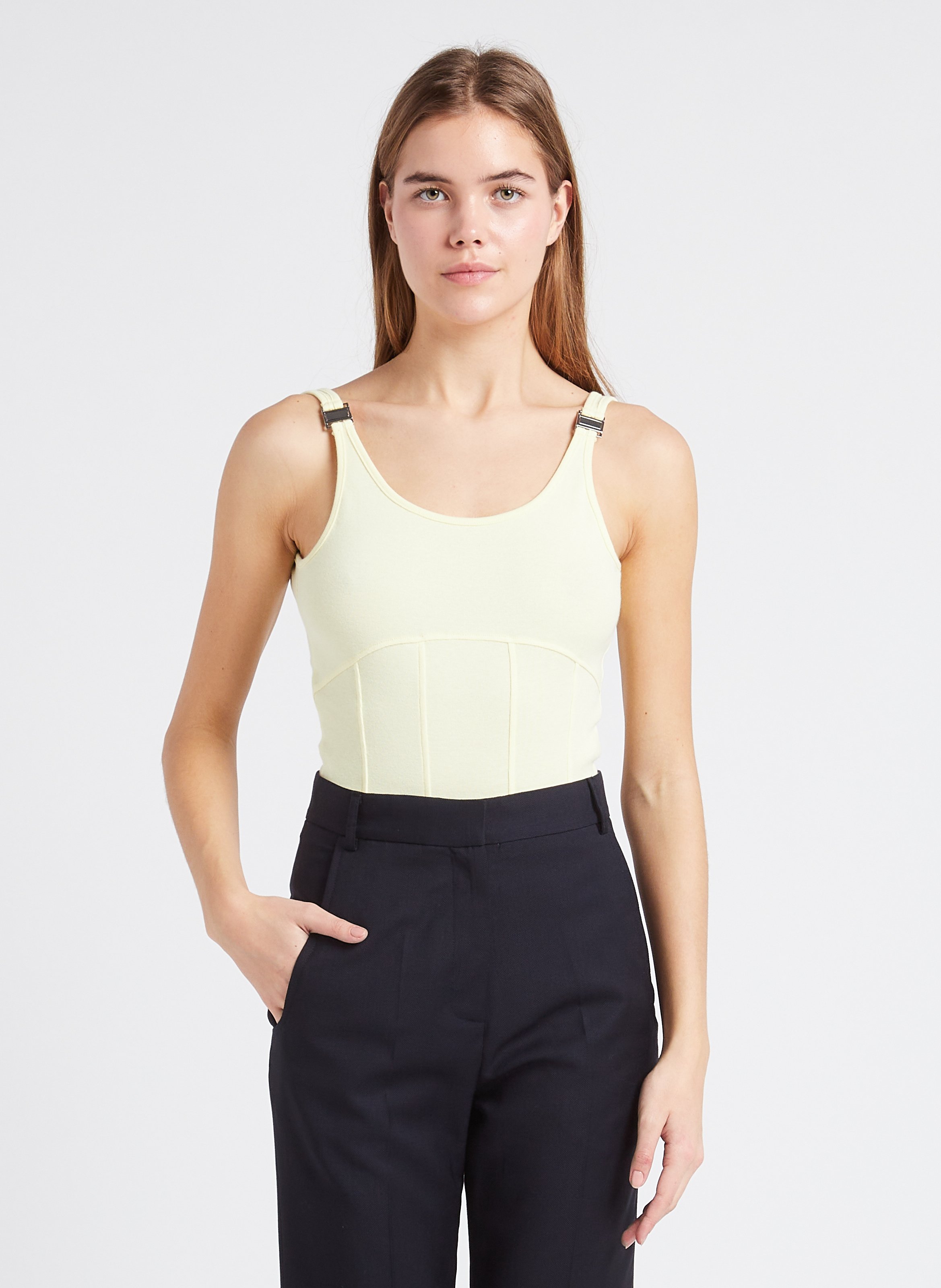 Body à bretelles fines dos nu en coton mélangé  MARGAUX LONNBERG Jaune