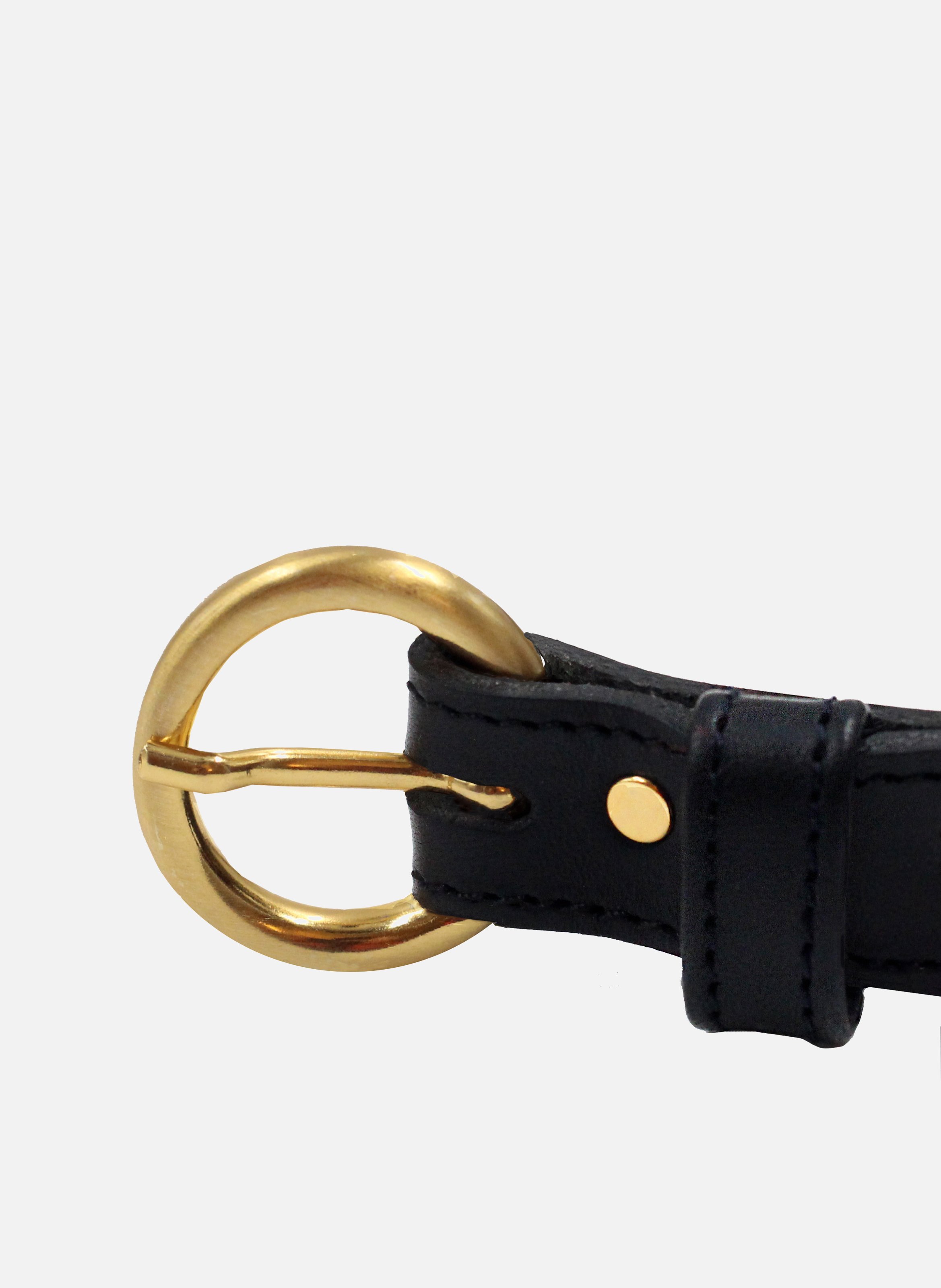 Belt with gold buckle smooth leather JULES & JENN Black