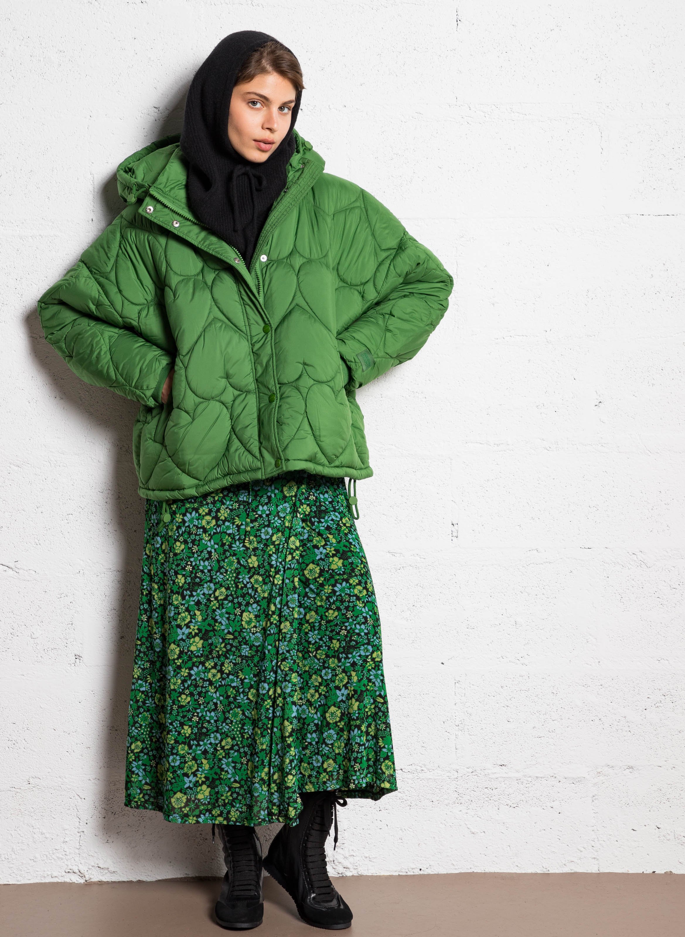 Lange jurk met print van gemengde gerecyclede vezels FABIENNE CHAPOT Groen