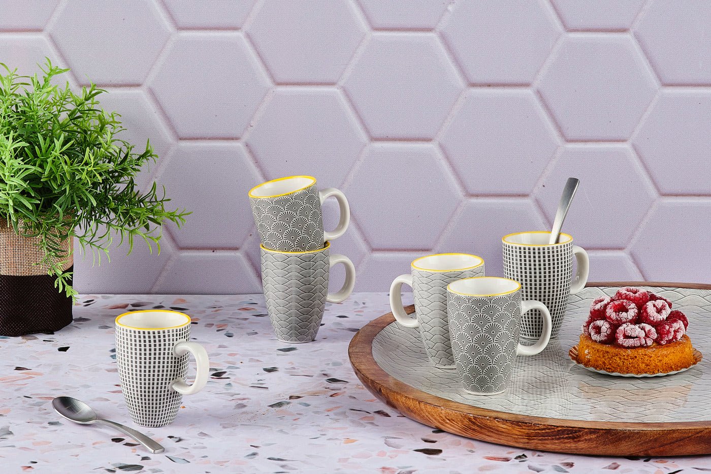 PATTERN - 6-piece cup set BJORN Grey