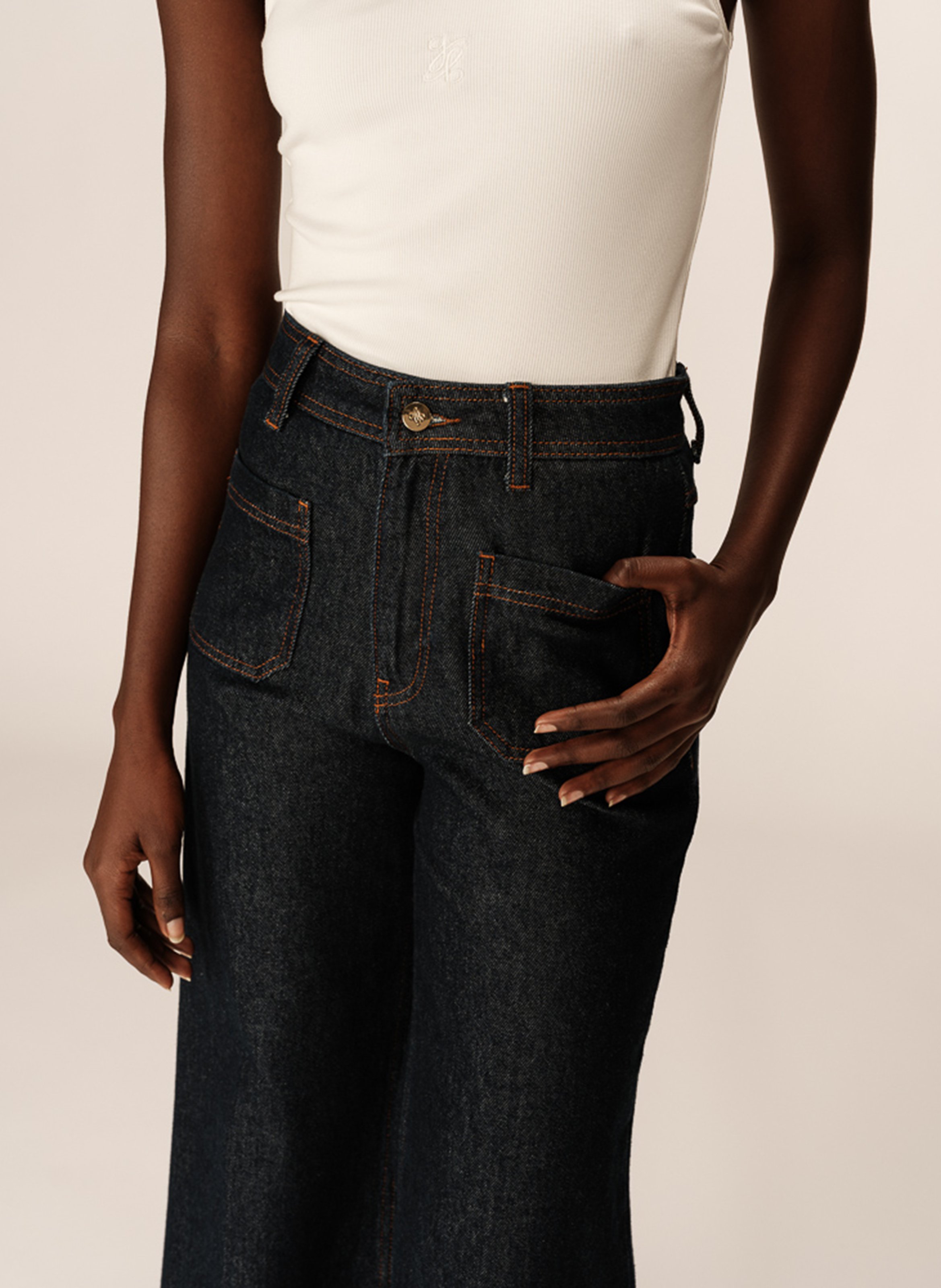 Straight leg wide leg jeans GRACE ET MILA Blue