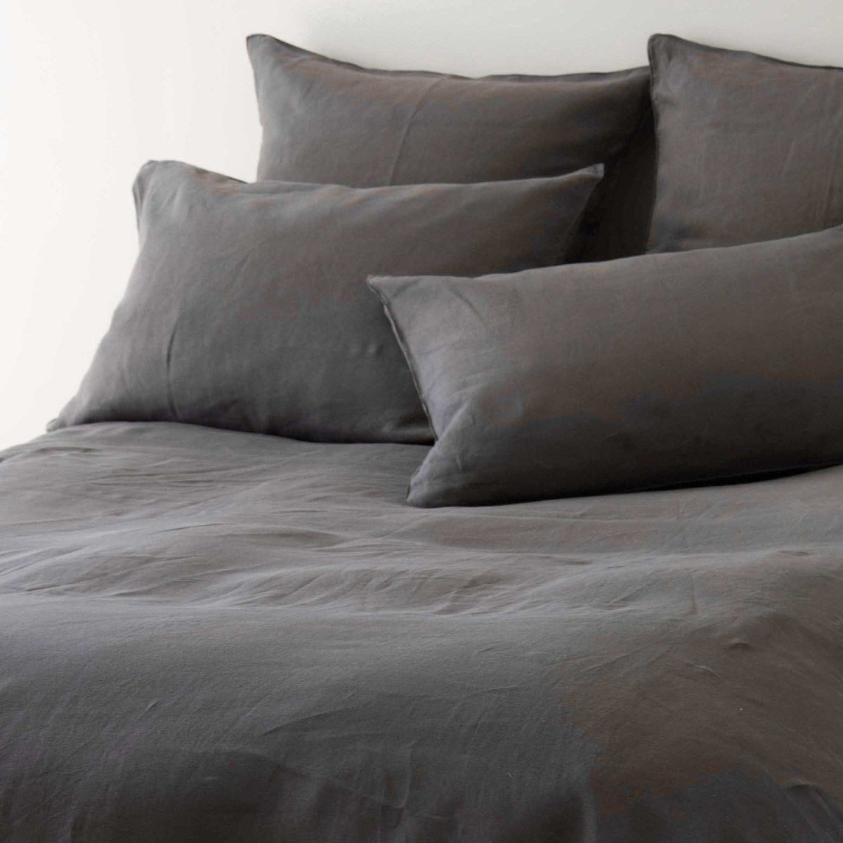 Solid washed linen pillowcase TODAY LINGE DE MAISON Grey