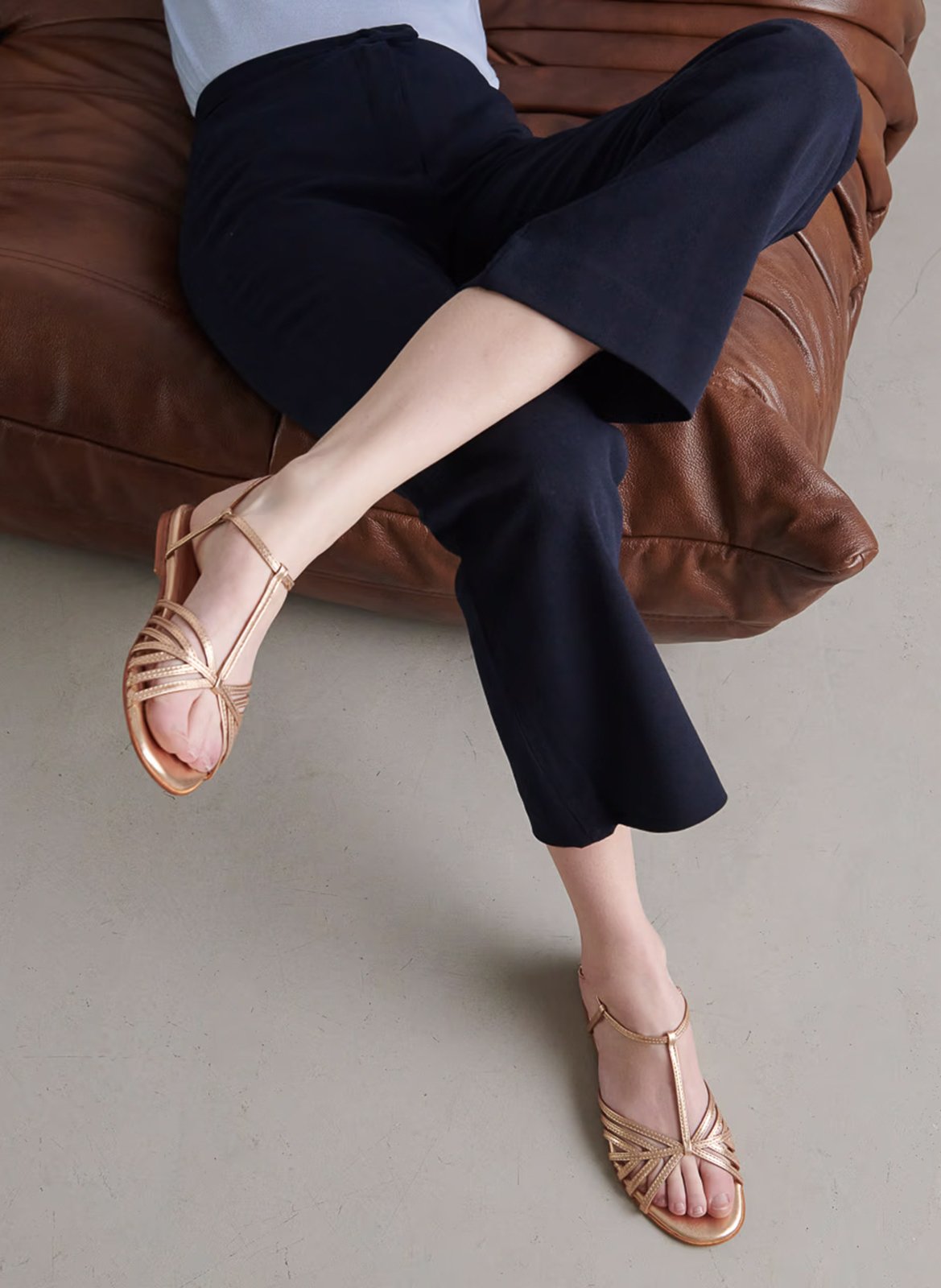 Flat leather sandals JONAK Golden