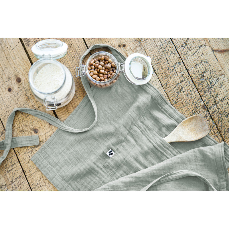 Chef apron in cotton gauze L'EFFET PAPILLON Blue