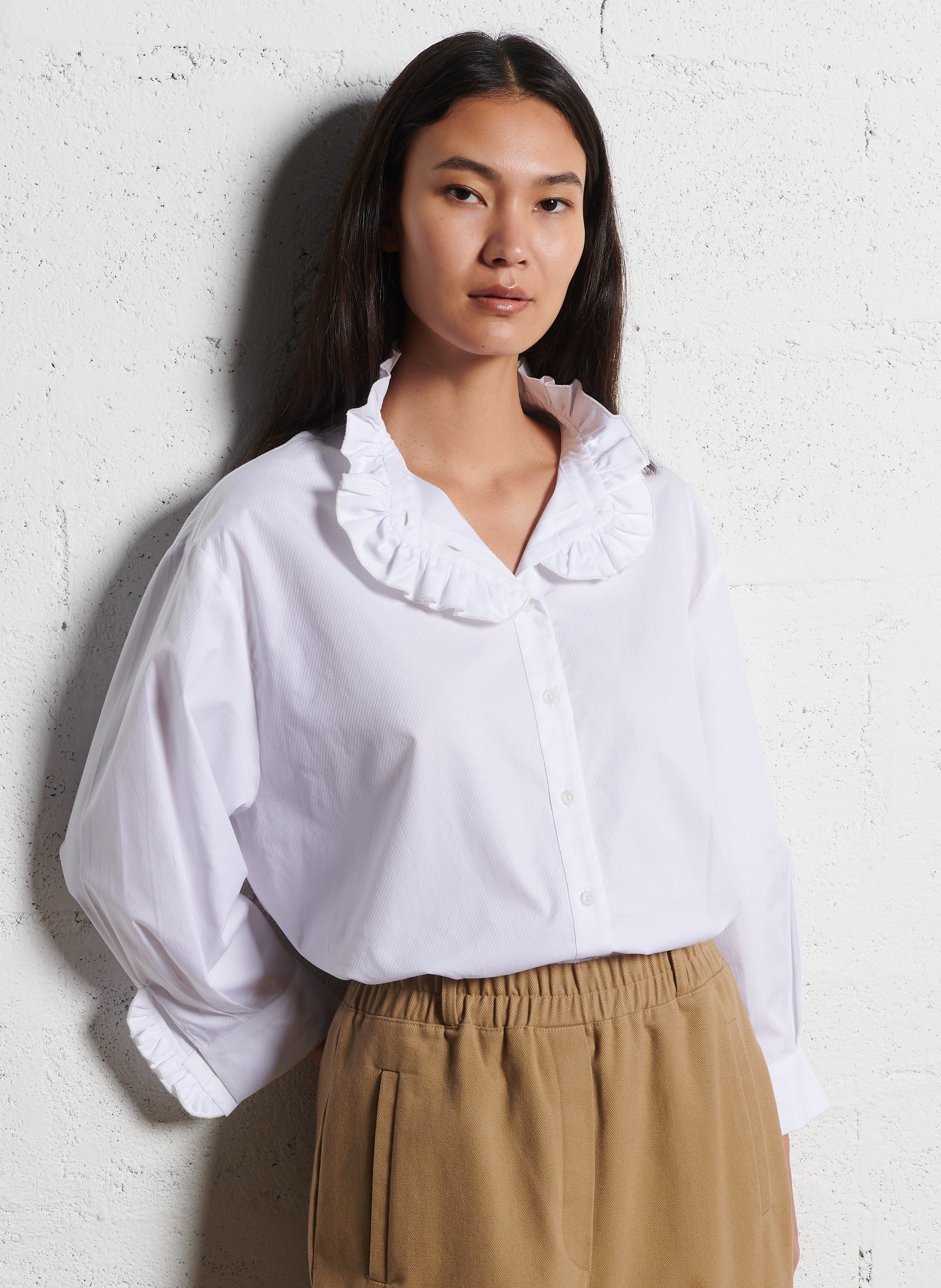 Oversized, gestreepte katoenen blouse SUZIE WINKLE Wit