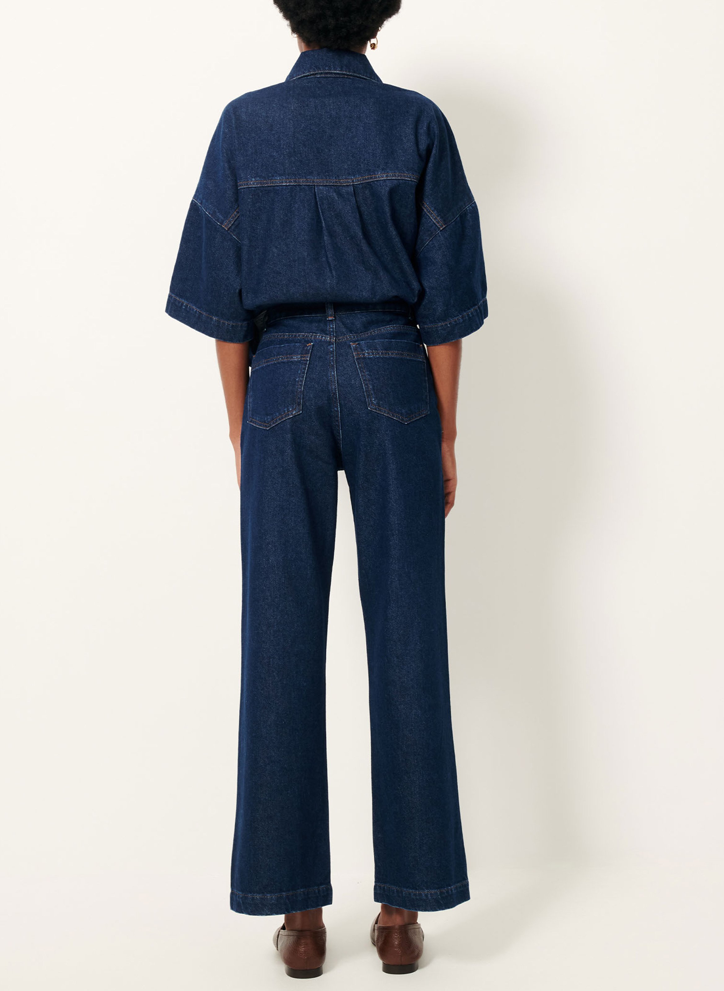 Oversized short-sleeve raw denim polo SESSUN Blue