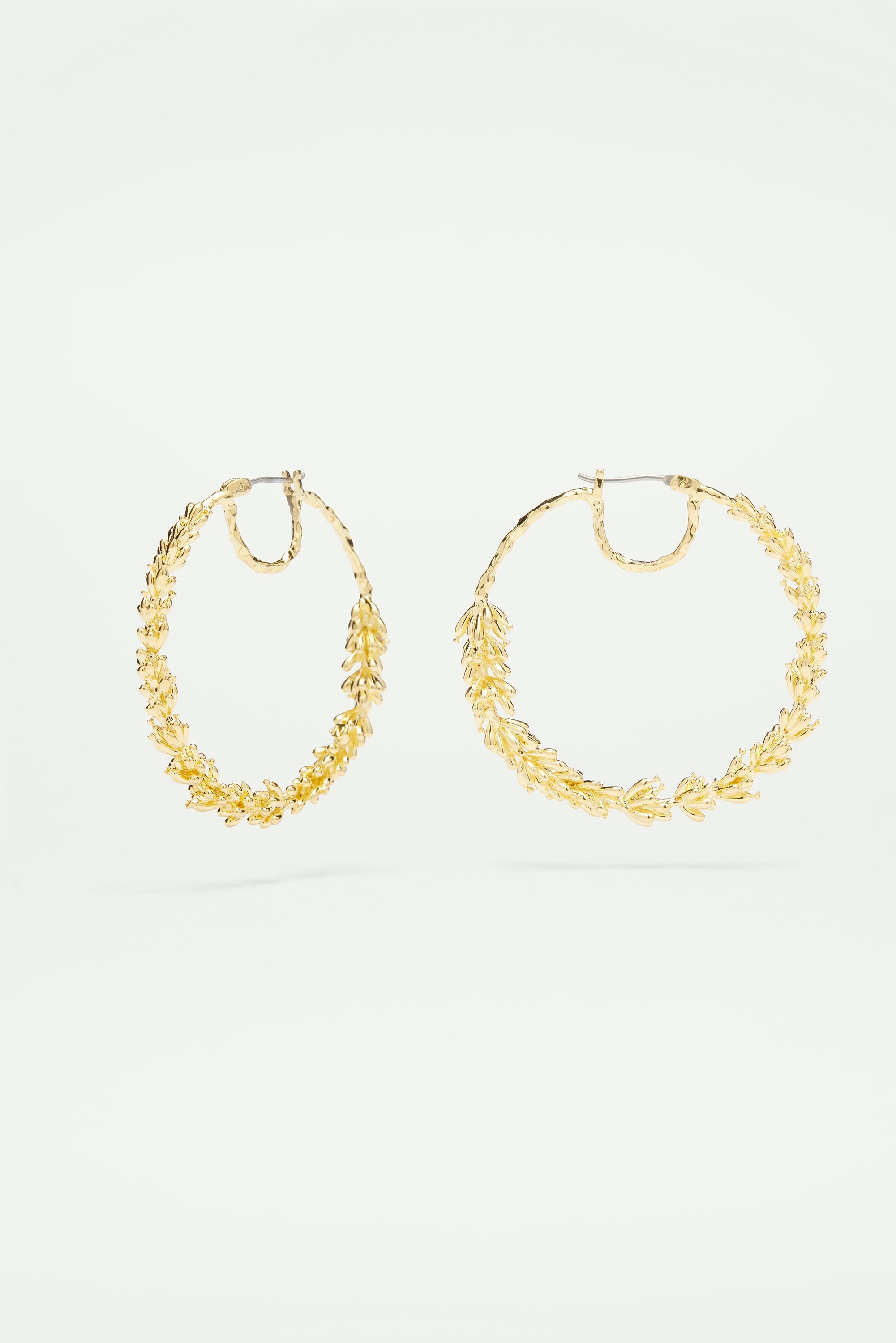 Lavender branch hoop earrings LES NEREIDES Yellow