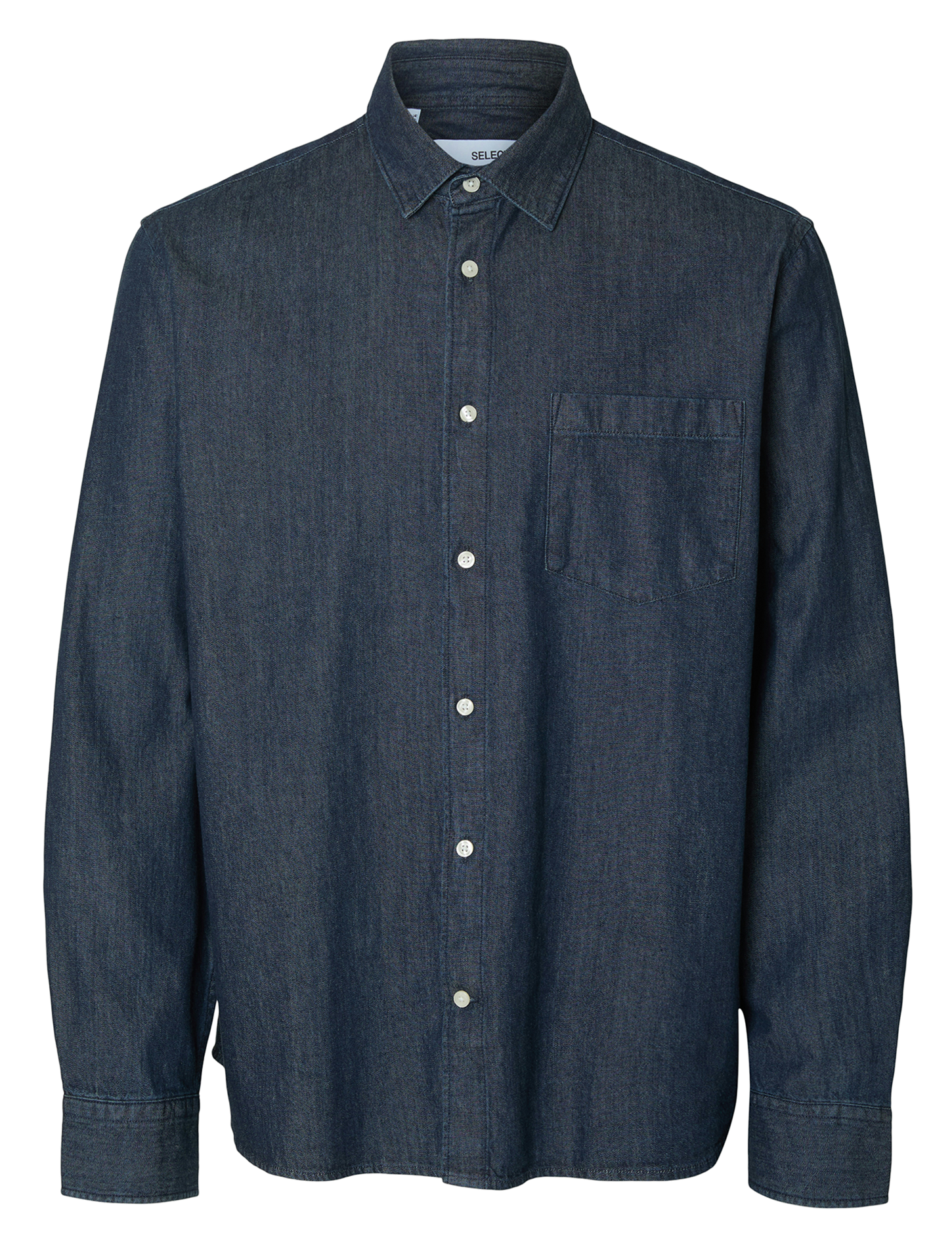 Chemise droite en coton bio SELECTED Bleu