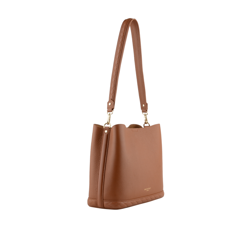 Satchel - cowhide leather POURCHET Brown