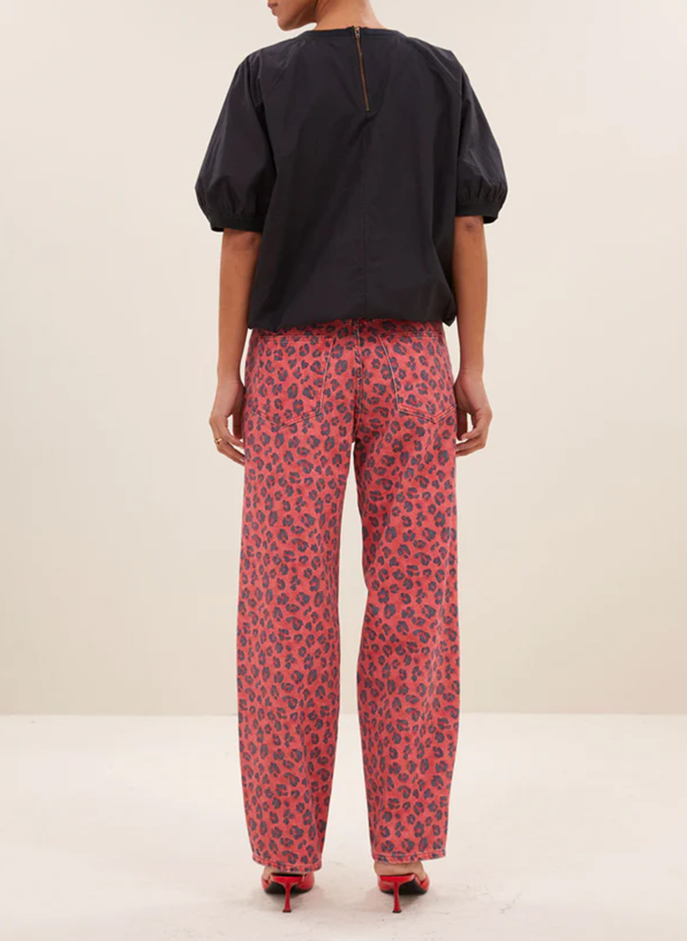 Jean droit en coton bio imprimé BY BAR Rouge