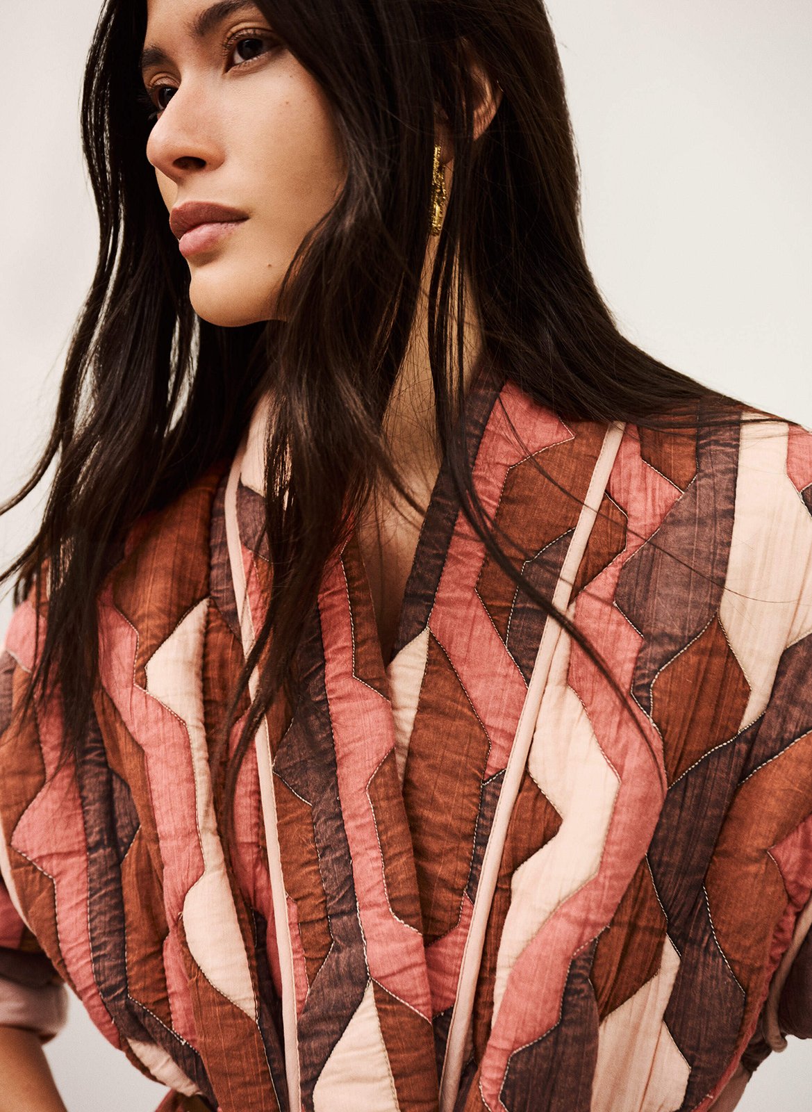 Gewatteerde jas met V-halsprint BA&SH Paars