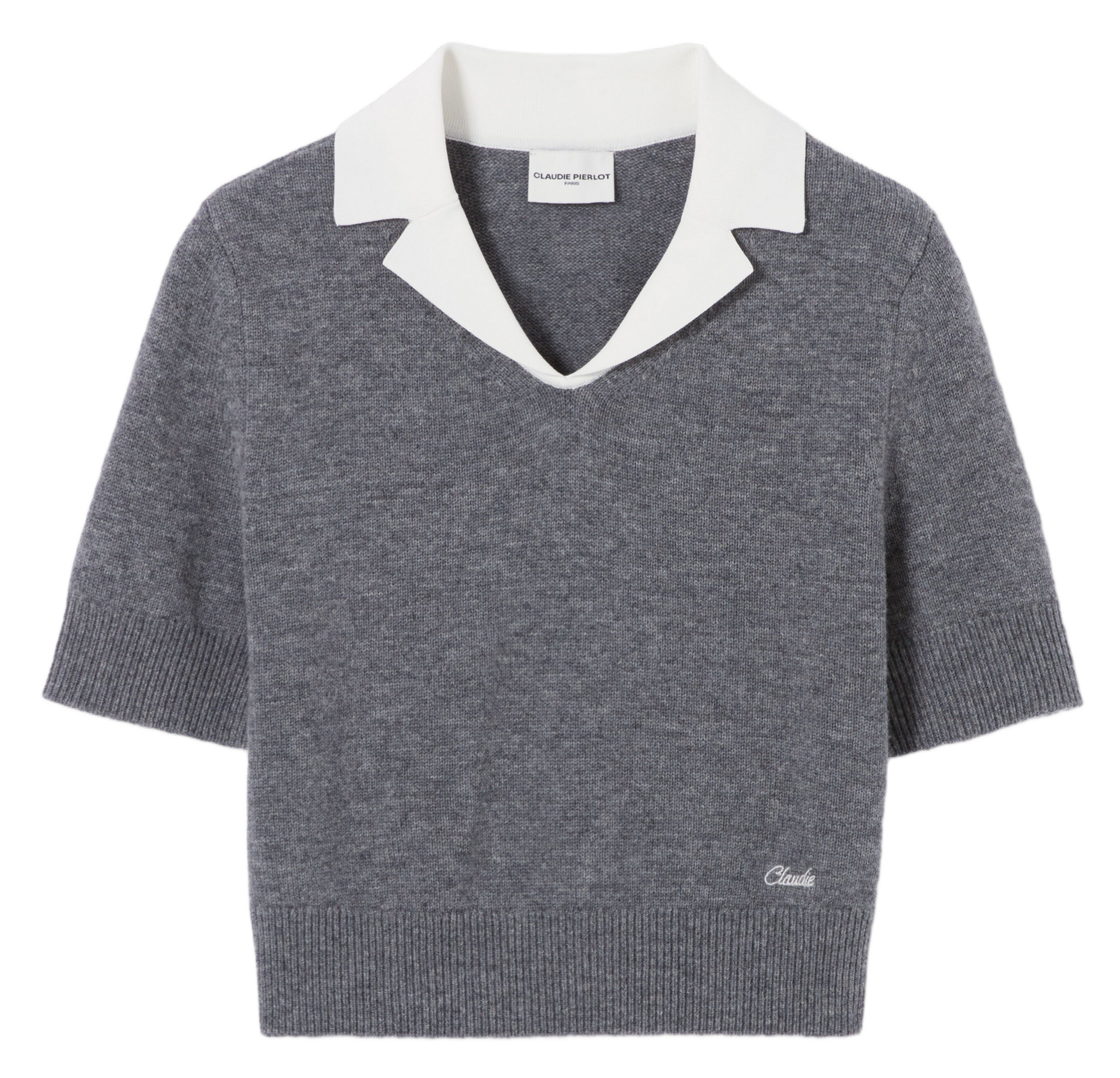 Top court col tailleur en laine mélangée
Short tailored collar top in blended wool CLAUDIE PIERLOT Grey