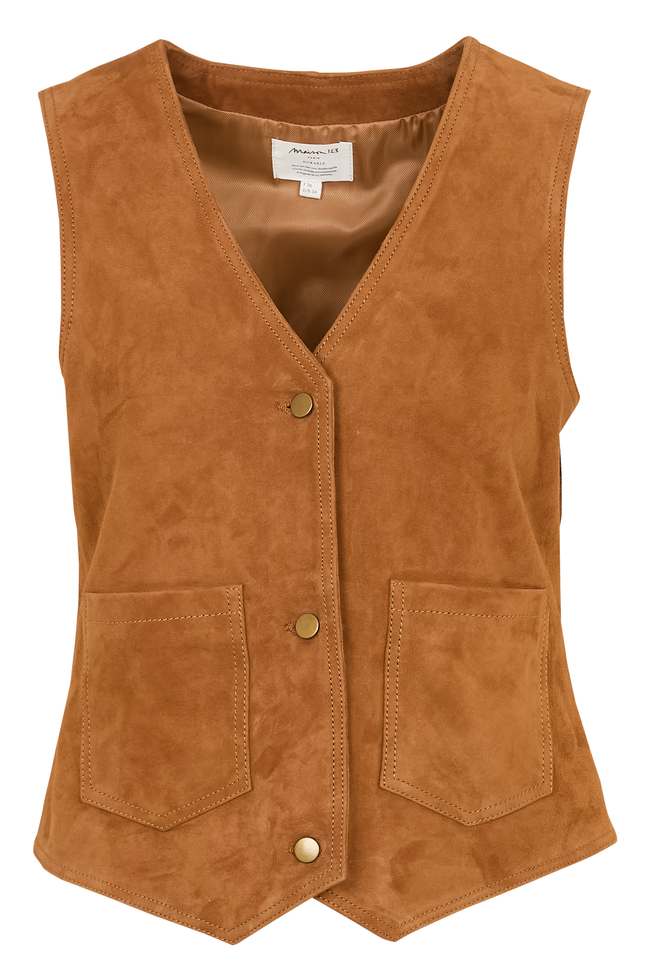 Leather V-neck jacket MAISON 123 Beige